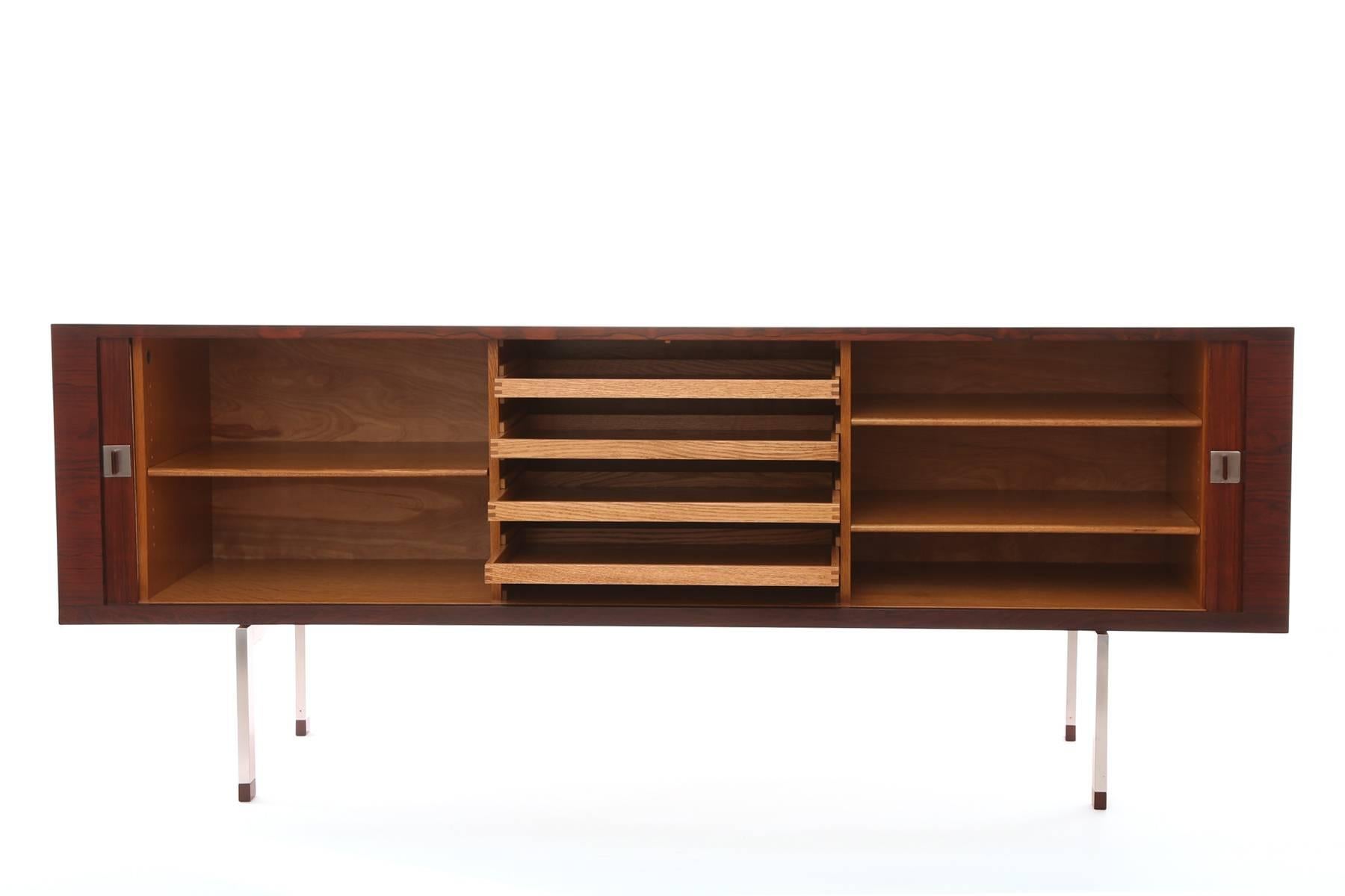 Mid-Century Modern Hans Wegner Rosewood and Stainless 'President' Credenza