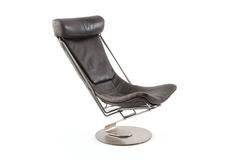 Cantilevered Steel and Leather Convertible Chaise