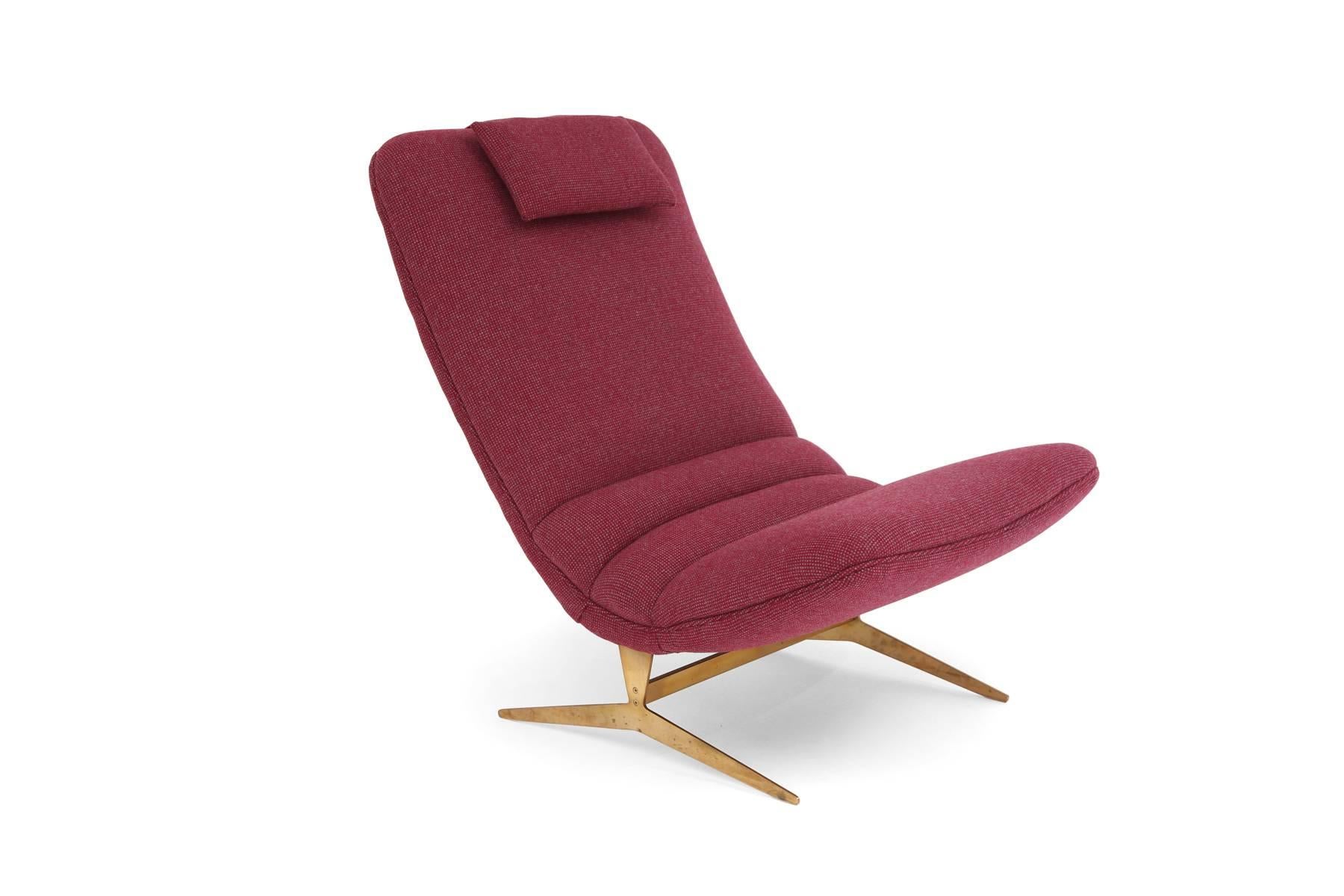 Brass Stunning Italian Lounge Chair and Ottoman