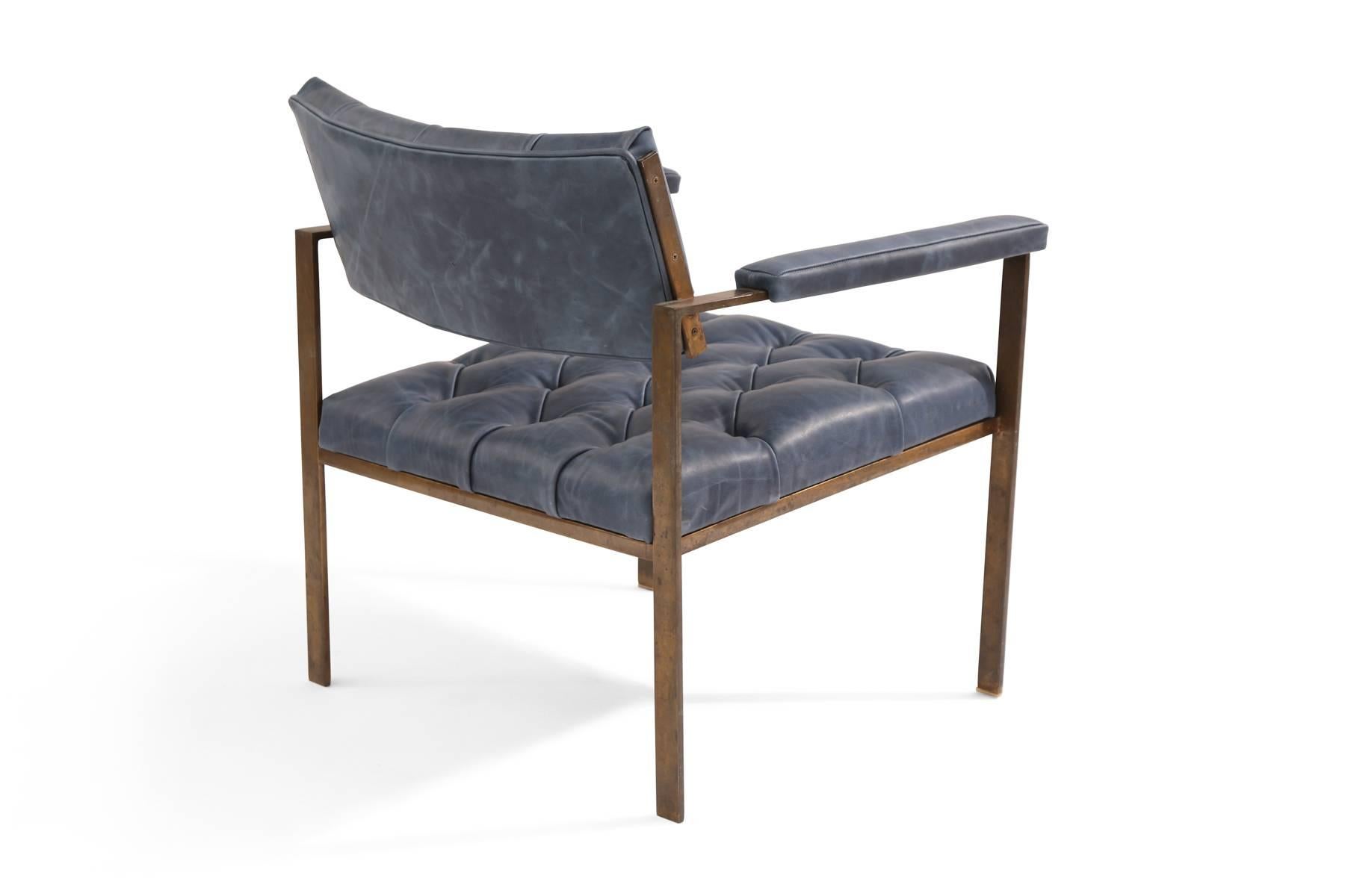 Harvey Probber Bronze and Leather Lounge Chairs 1