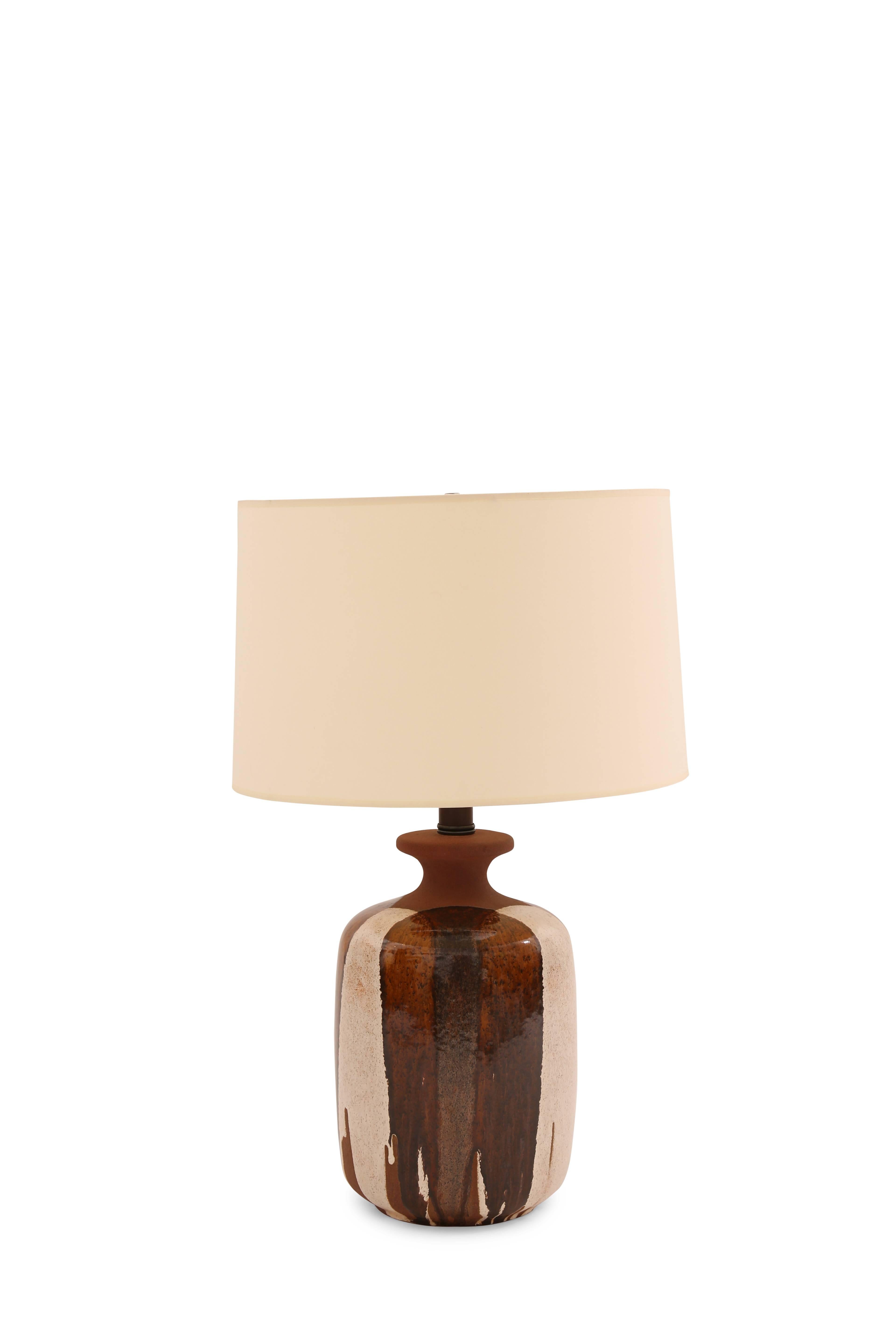 American Pair of David Cressey Glazed Ceramic Lamps