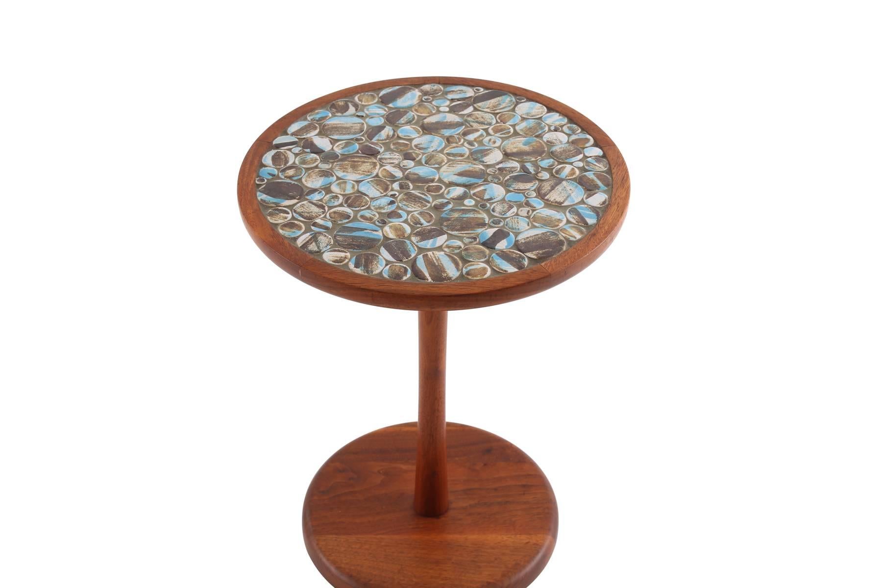 American Jane & Gordon Martz Walnut and Tile Side Table