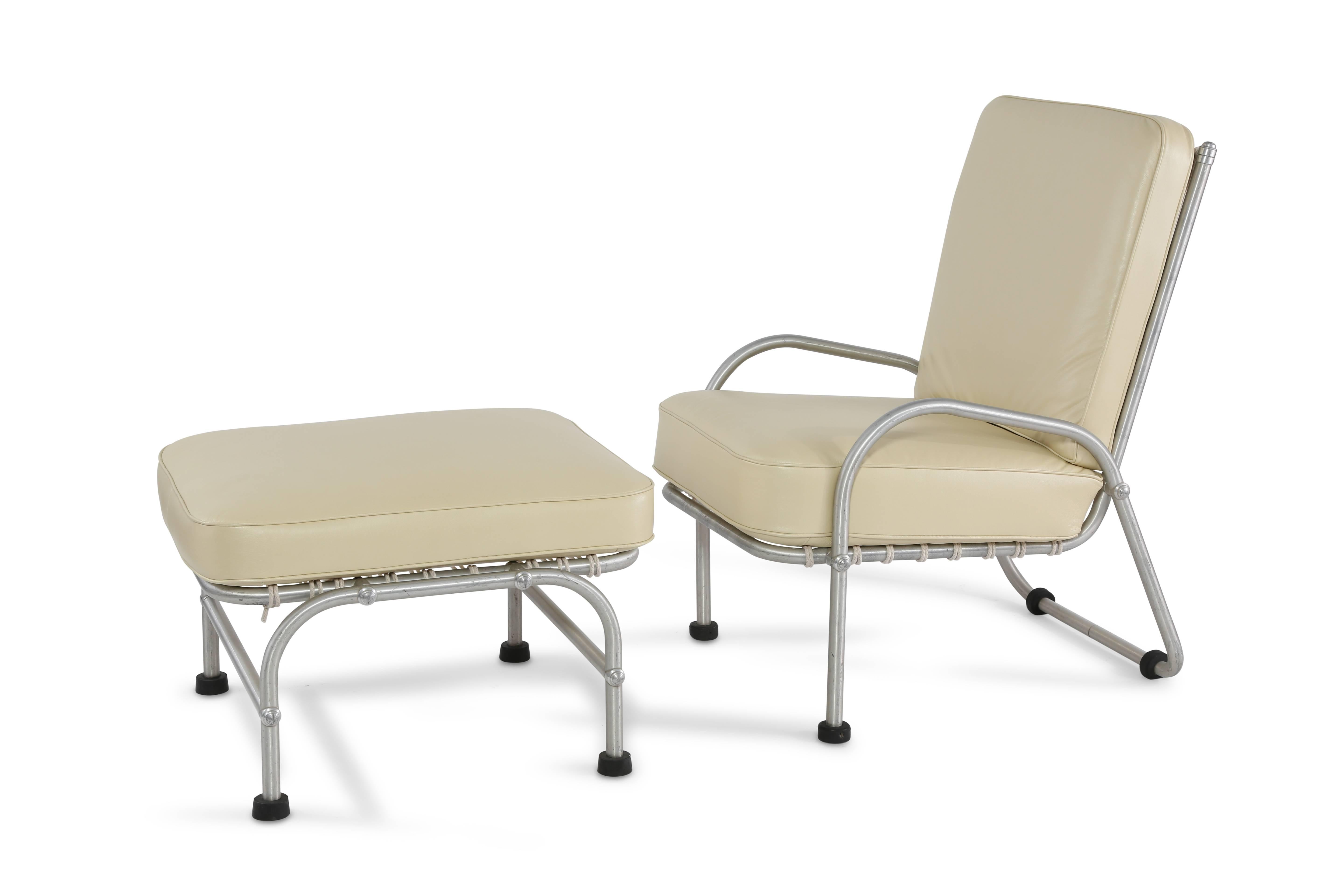 Mid-Century Modern Rare Warren McArthur Lounge Chairs and Ottoman