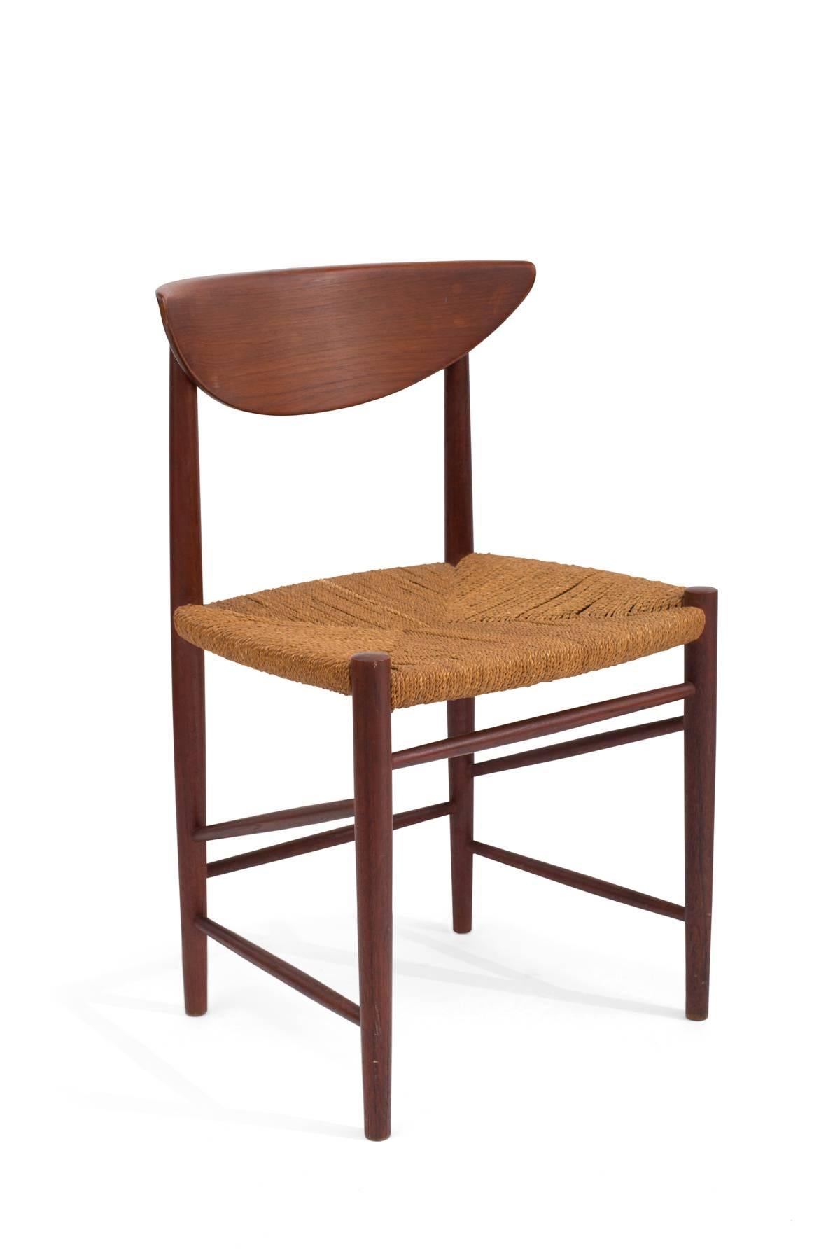 Mid-Century Modern Hvidt & Mølgaard-Nielsen Teak and Cord Dining Chairs, Set of 6