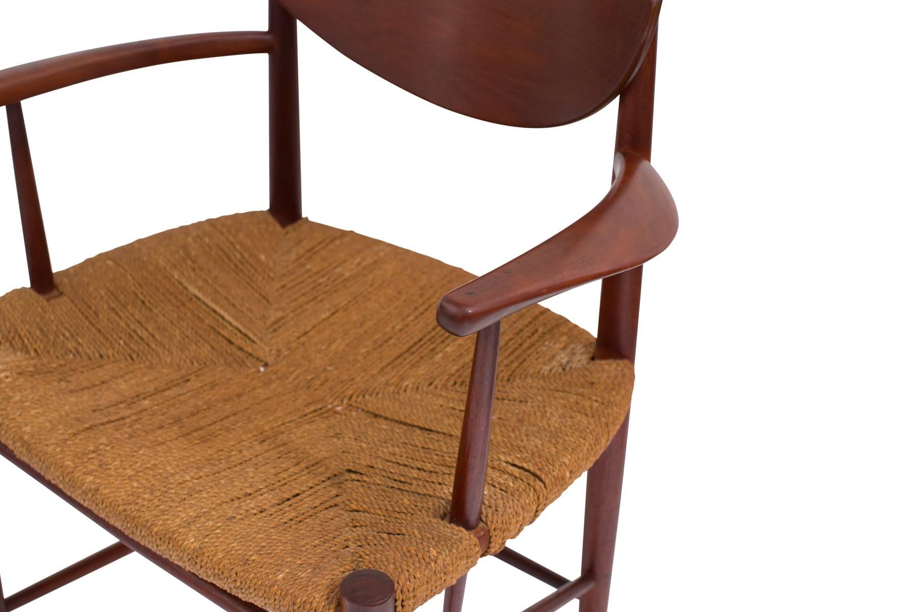 Hvidt & Mølgaard-Nielsen Teak and Cord Dining Chairs, Set of 6 In Excellent Condition In Phoenix, AZ