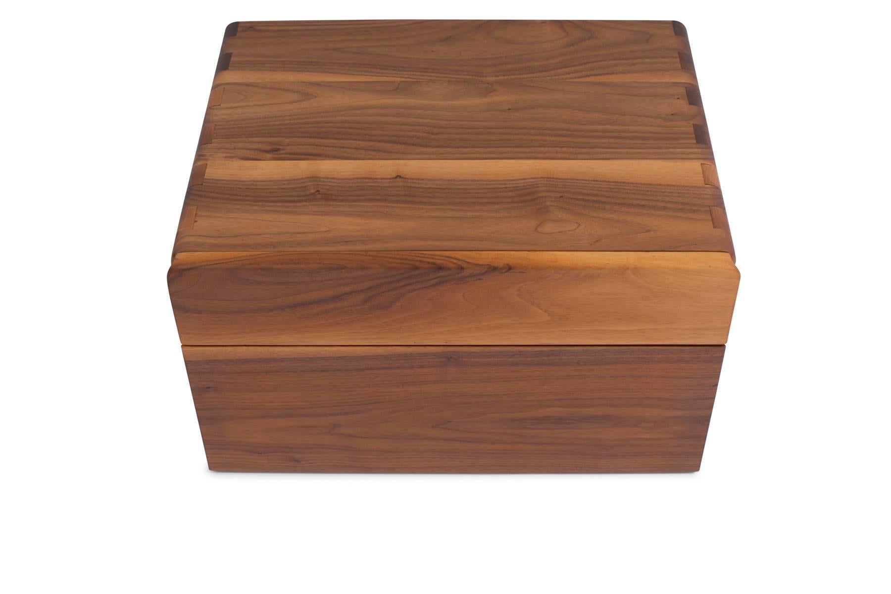 Mid-Century Modern Allen Ditson Solid Walnut Jewelry or Tabletop Chest