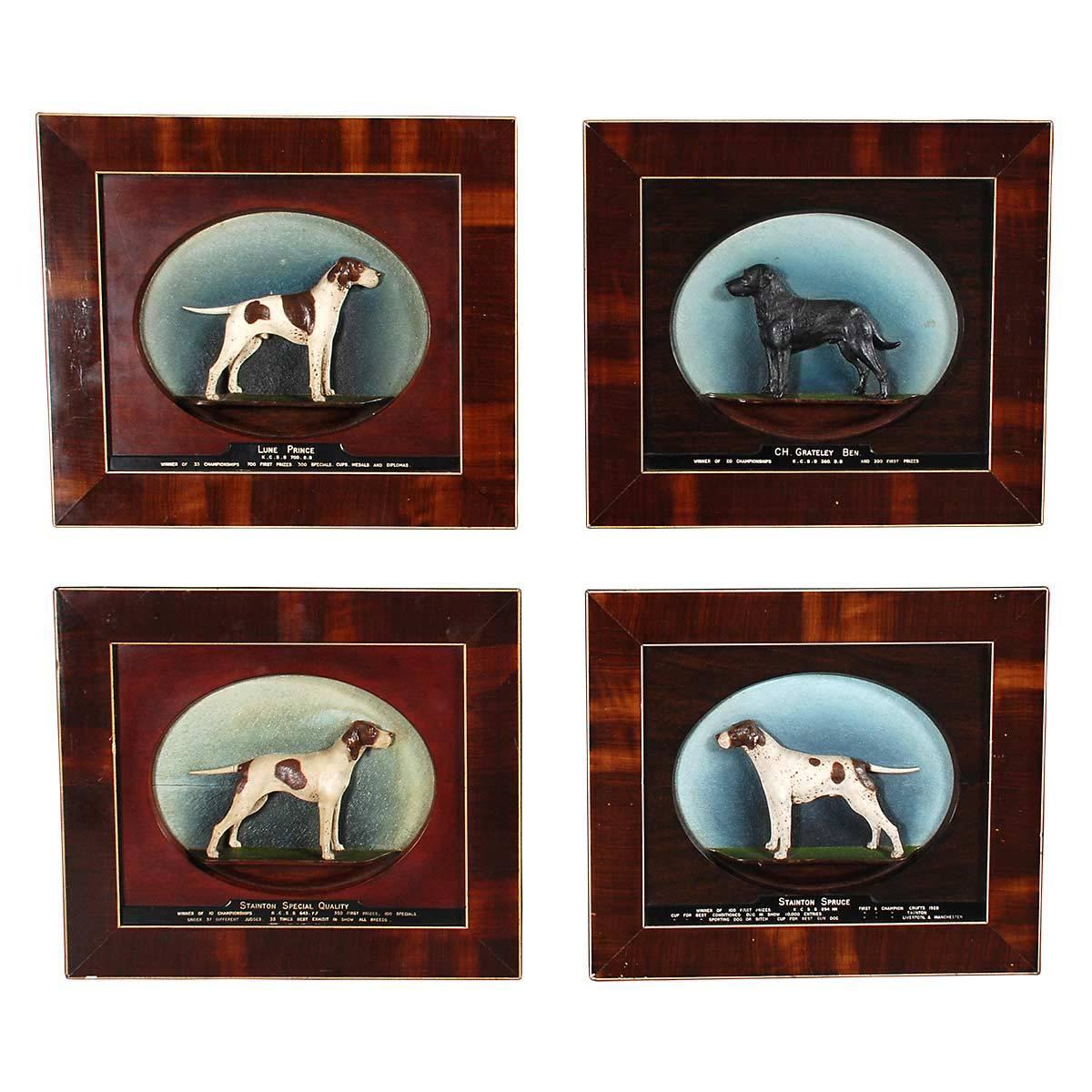 Set of Four Plaques Depicting Champion Show Dogs For Sale