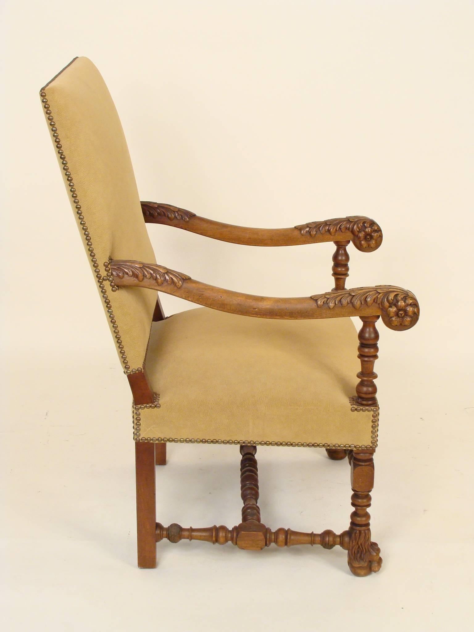 European Pair of Baroque Style Armchairs