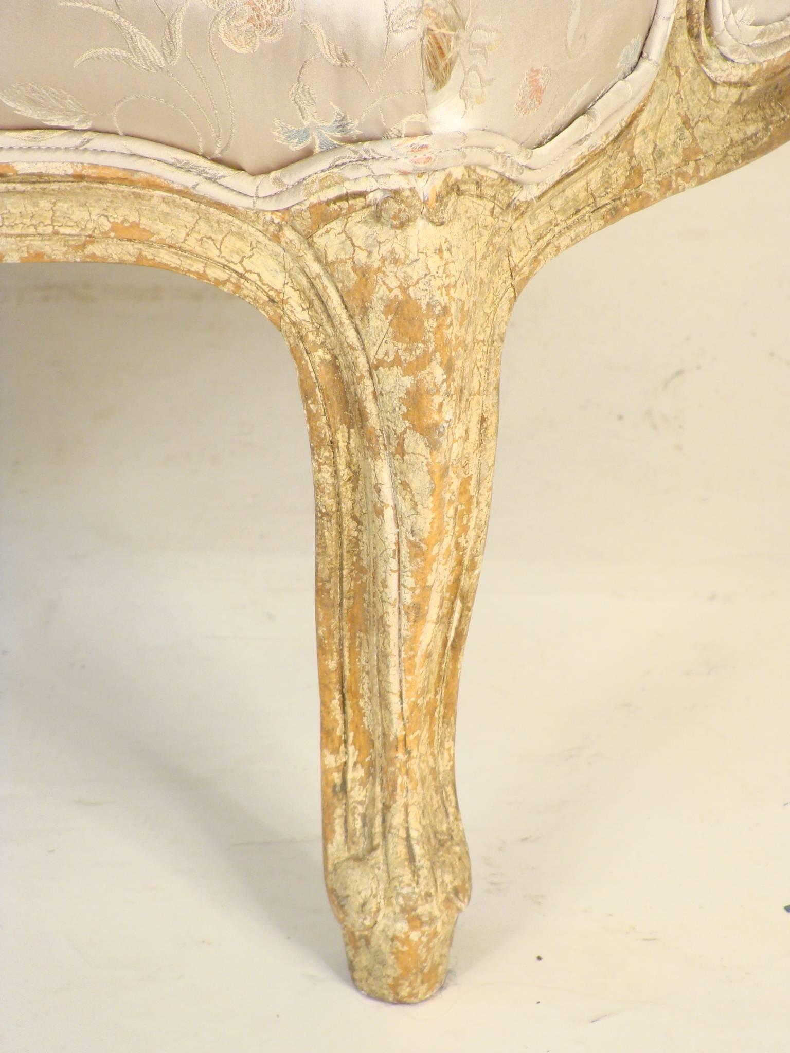 Late 20th Century Pair of Louis XV Style Painted Bergeres