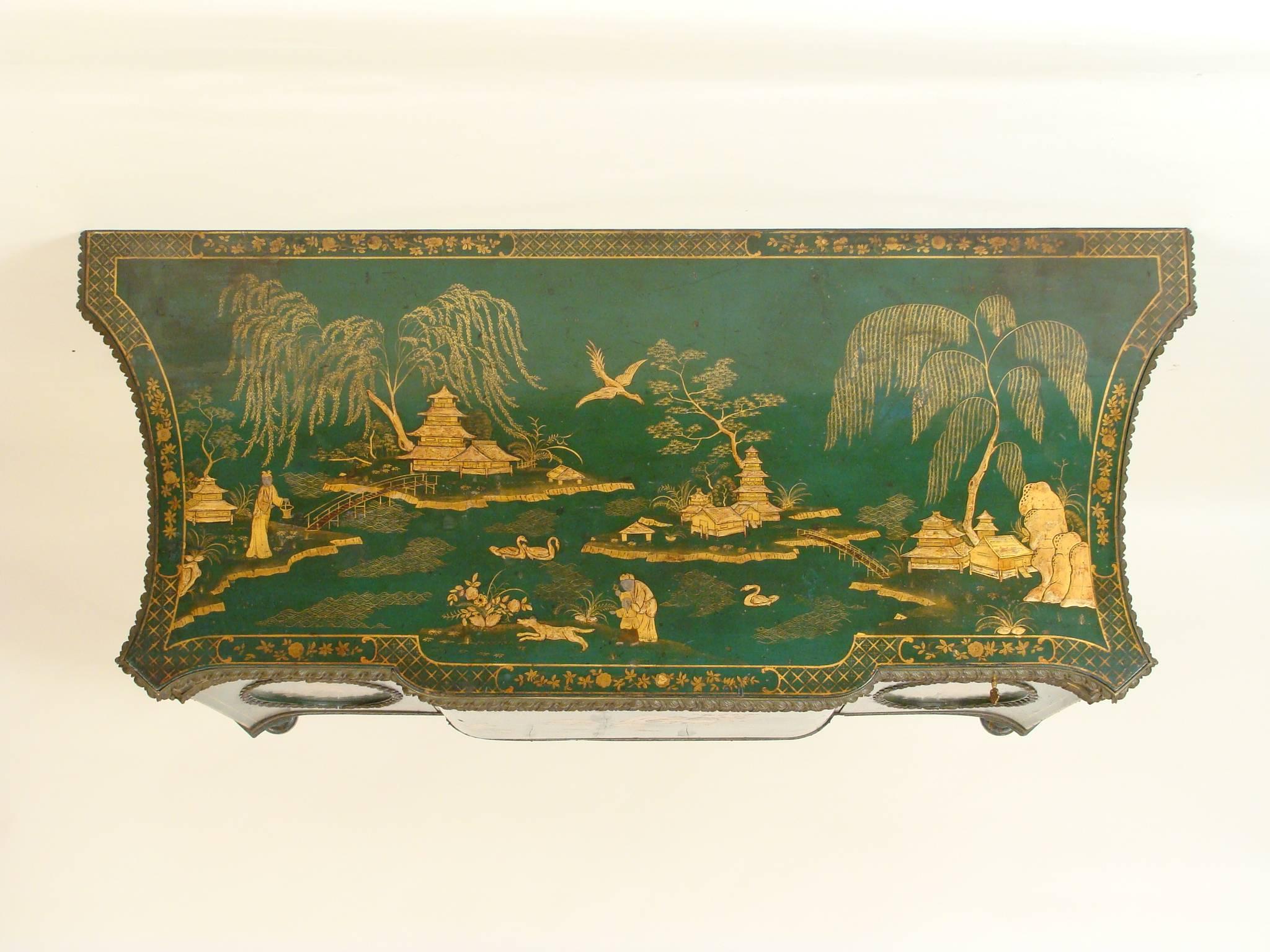Great Britain (UK) Green Chinoiserie Decorated George III Cabinet