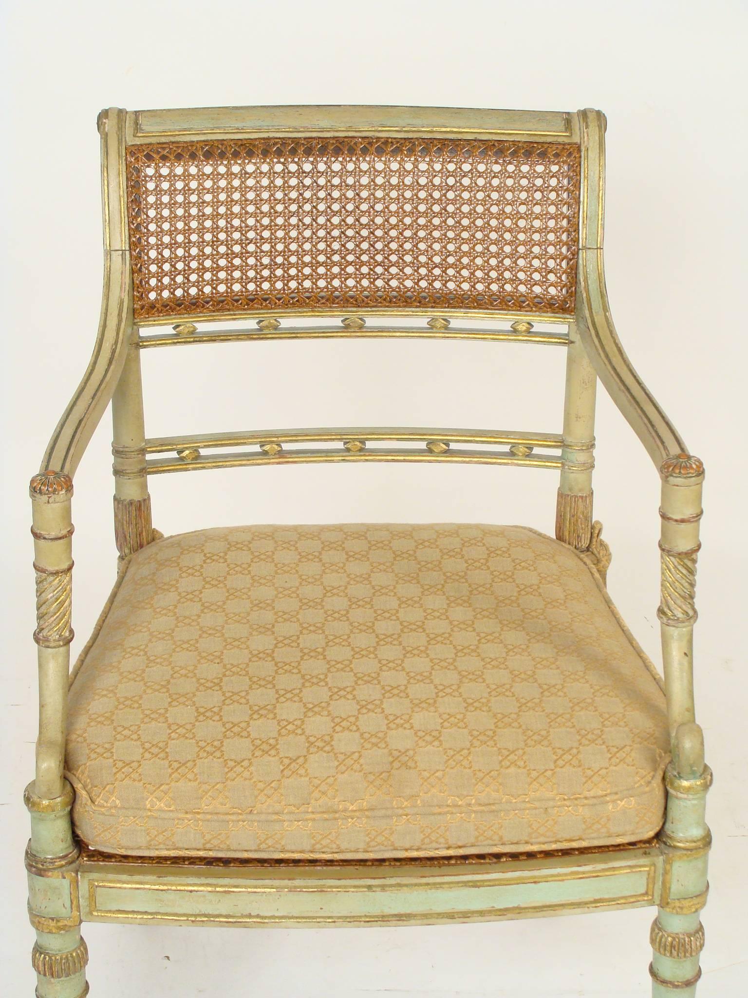 Pair of Painted English Regency Style Armchairs 1