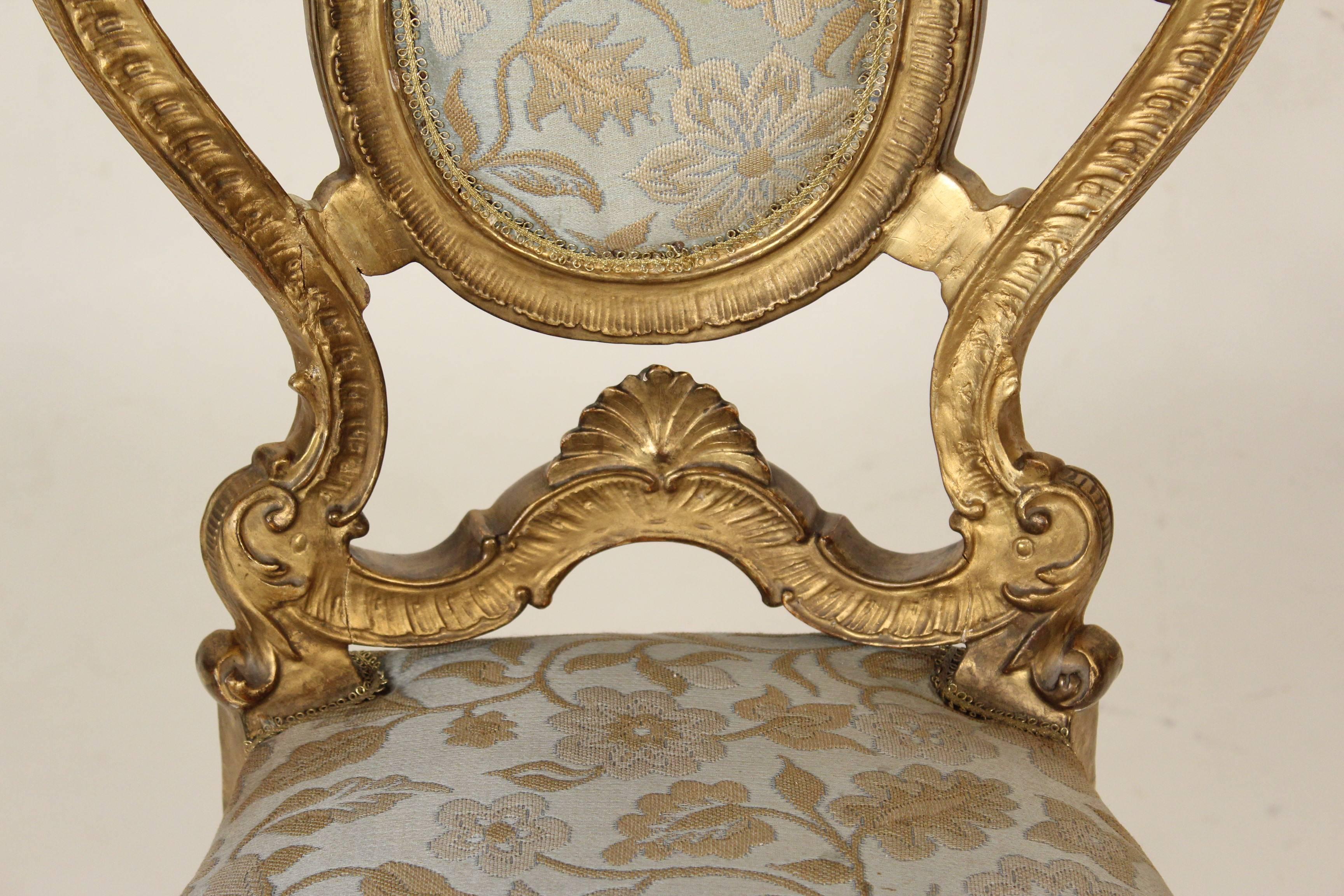 Gold Leaf Rococo Revival Vanity Chair