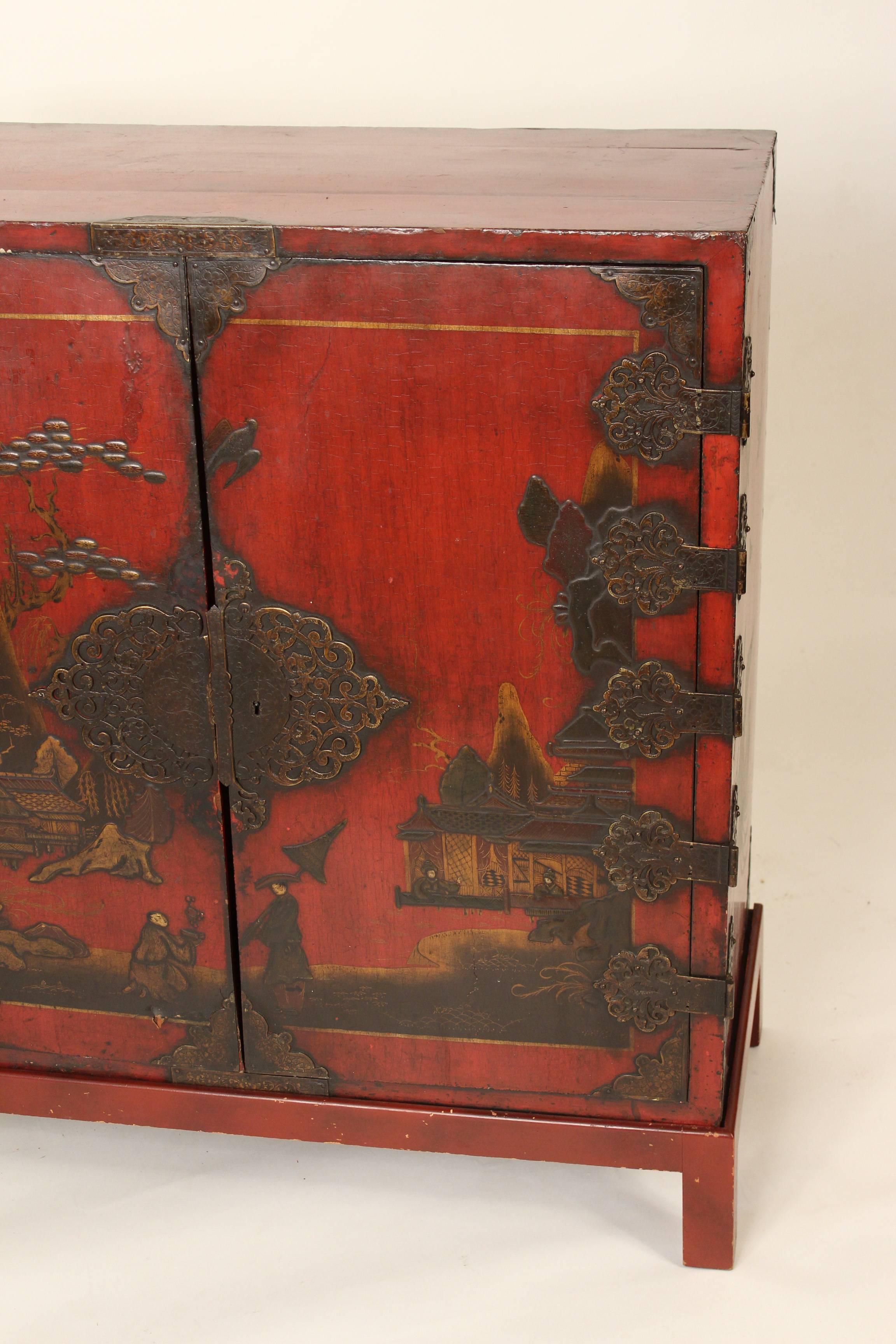 English Antique Chinoiserie Two-Door Cabinet