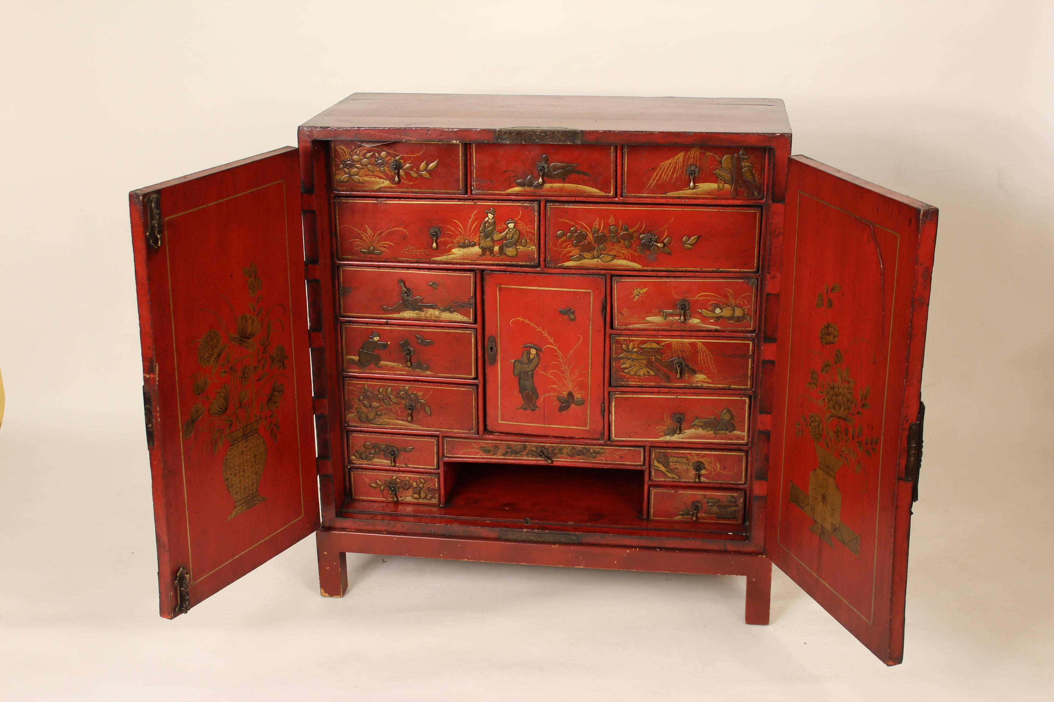 Antique Chinoiserie Two-Door Cabinet In Good Condition In Laguna Beach, CA