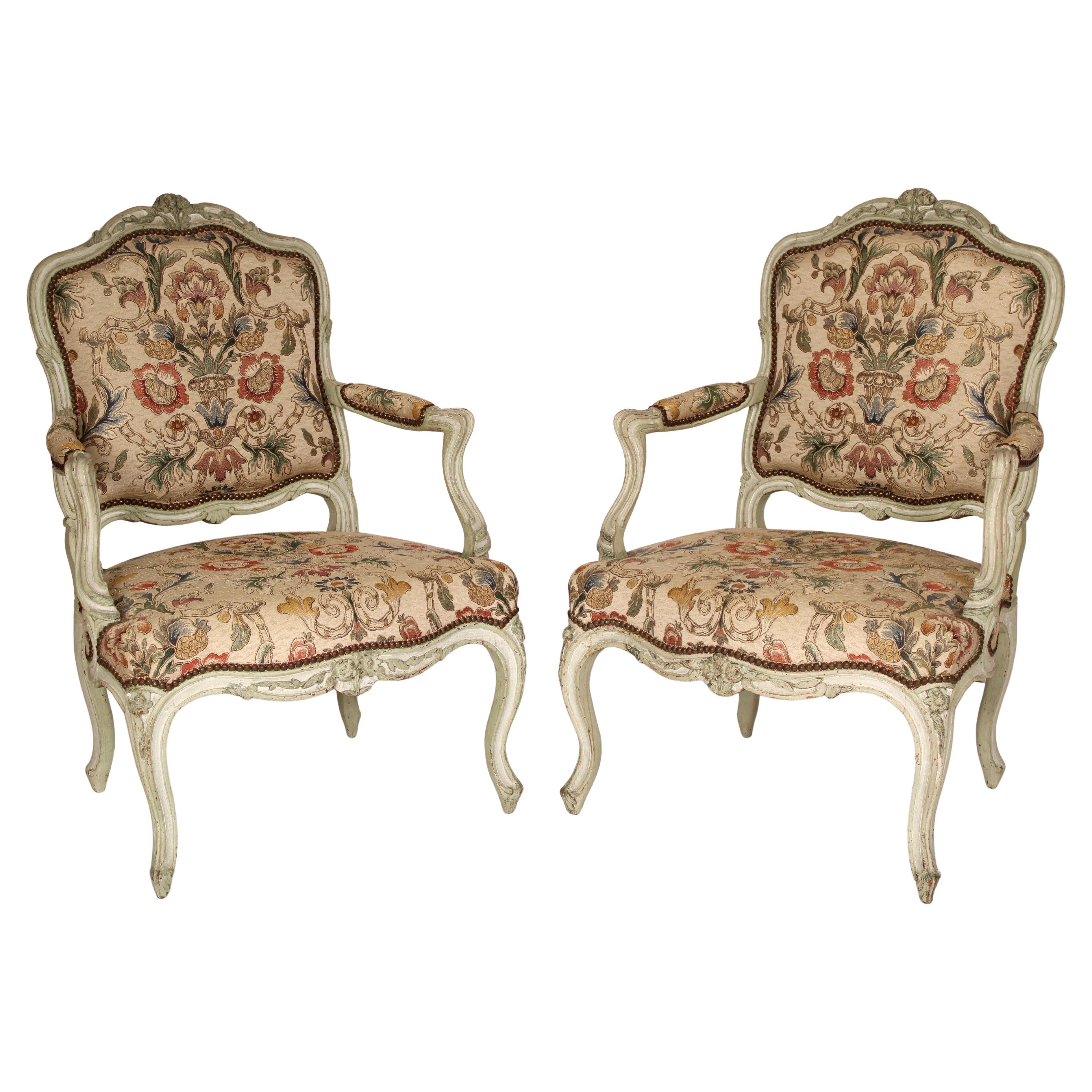 Pareja de sillones Luis XV pintados