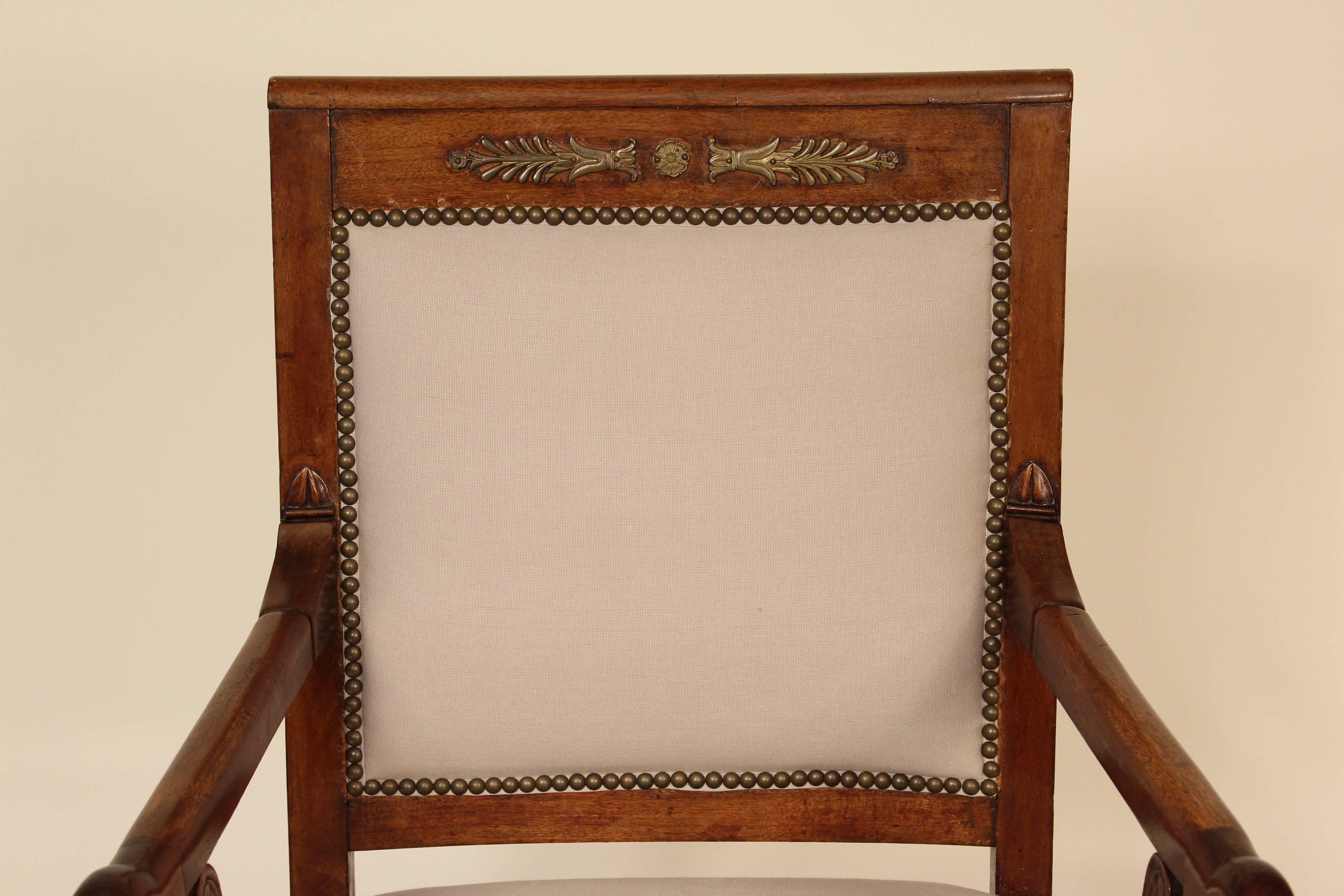 Mahogany Pair of Empire Style Swan Carved Armchairs