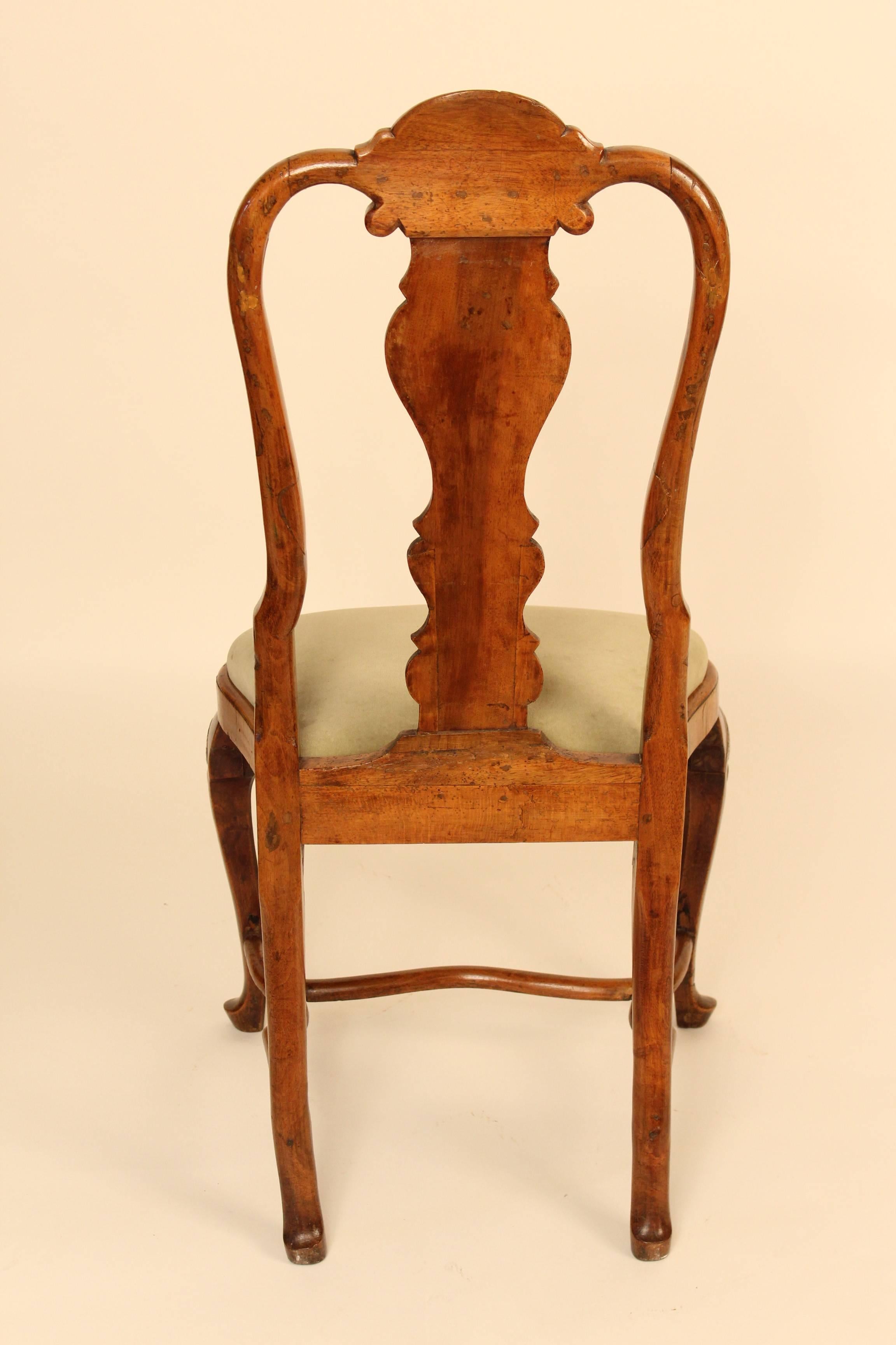 19th Century Pair of Dutch Marquetry Side Chairs