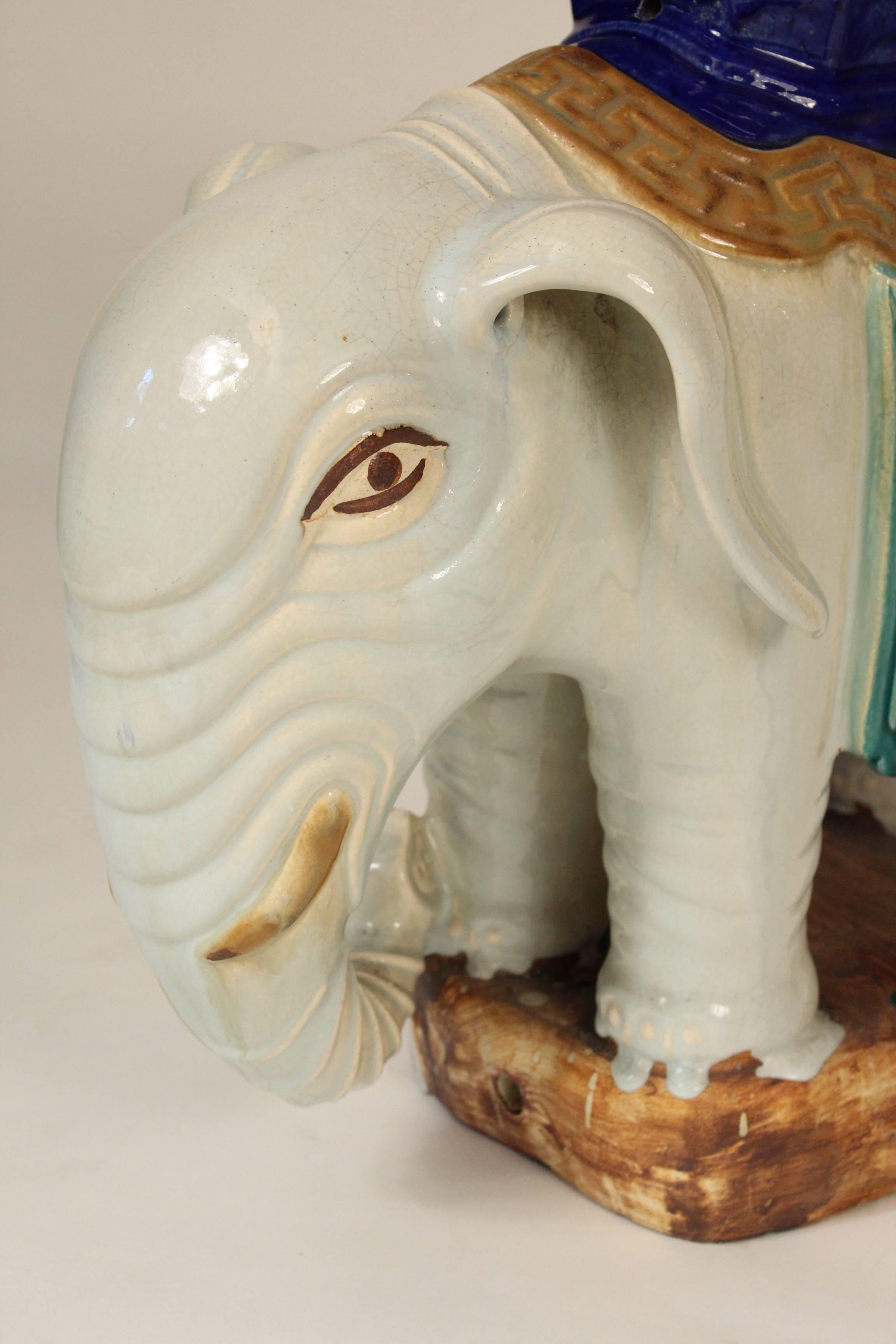 Pair of Chinese stoneware elephant form tables In Good Condition In Laguna Beach, CA