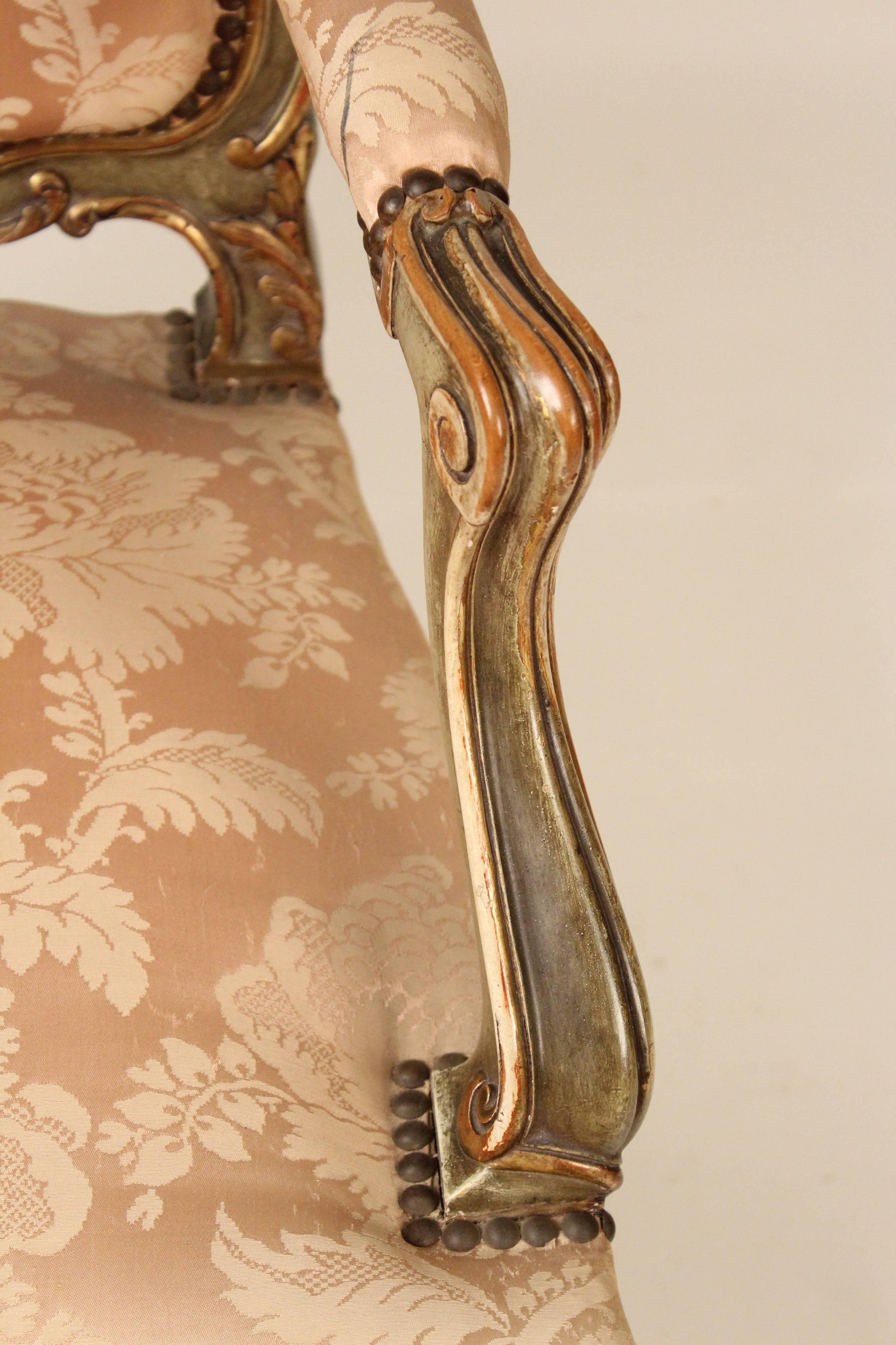 Louis XV Style Partial Gilt Armchair 2