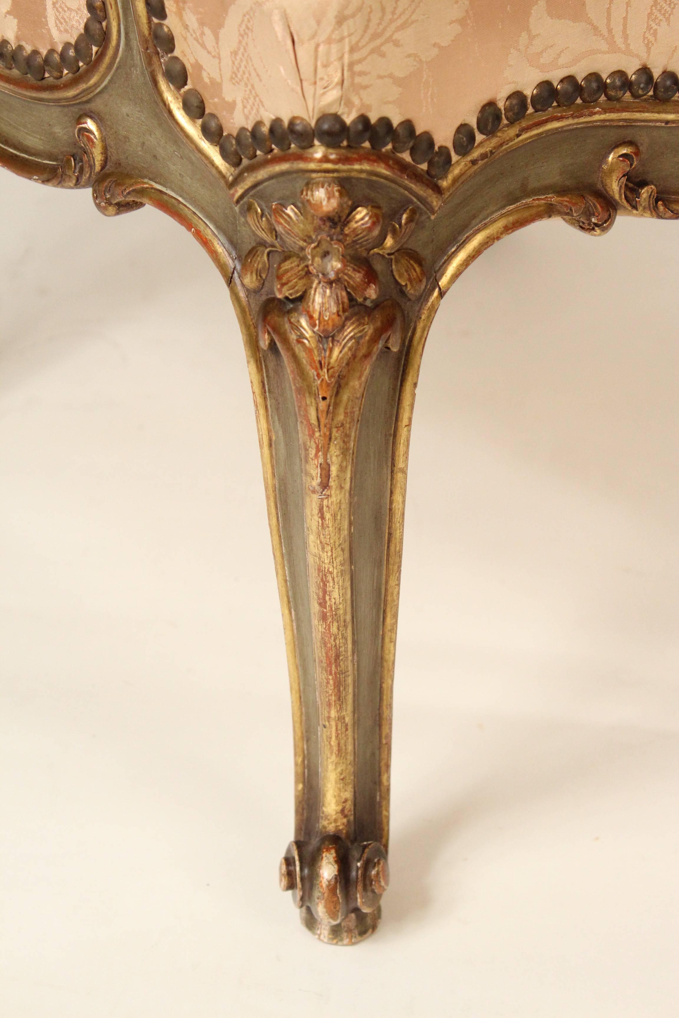 Louis XV Style Partial Gilt Armchair 3