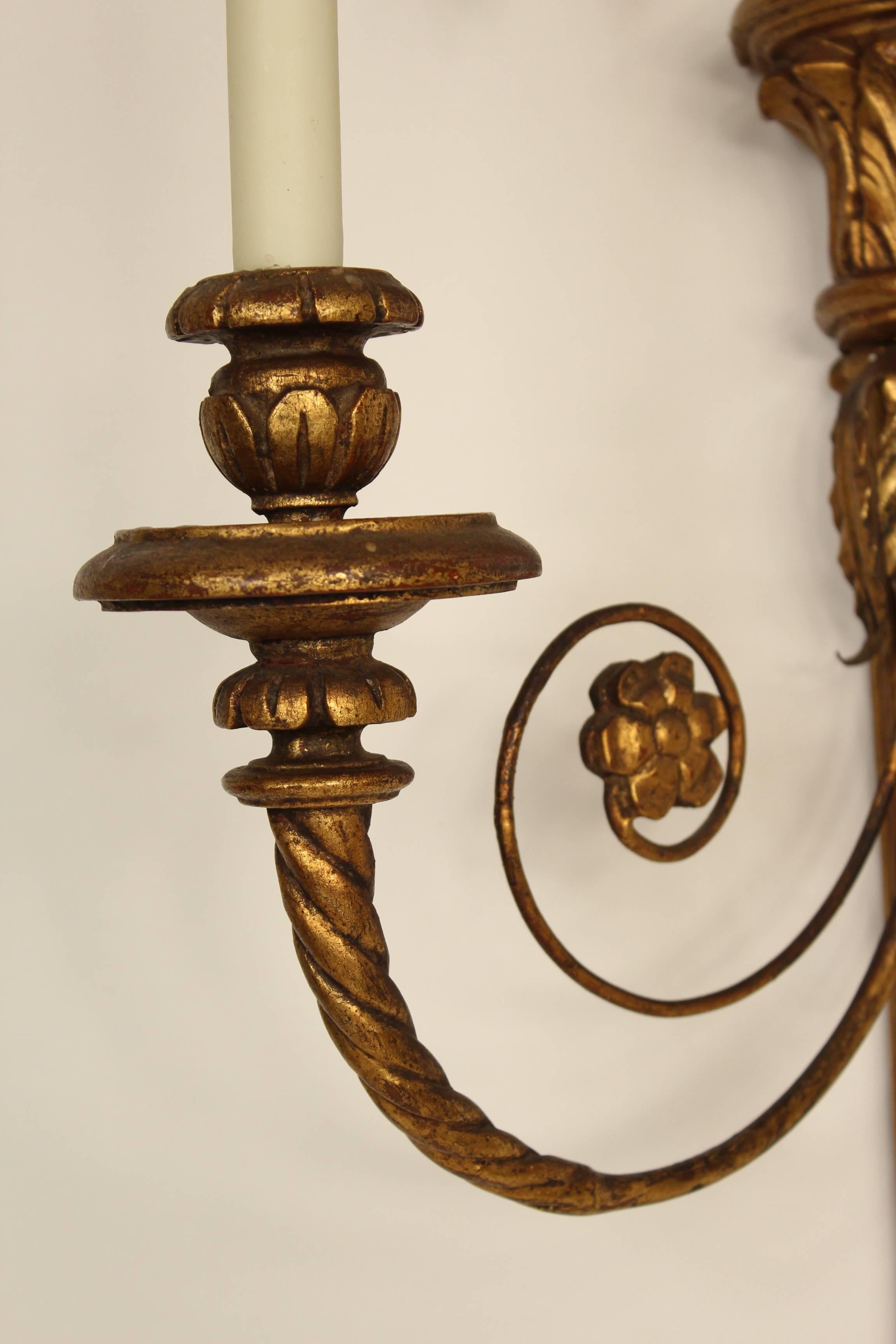 Metal Pair of Neoclassical Style Wall Sconces