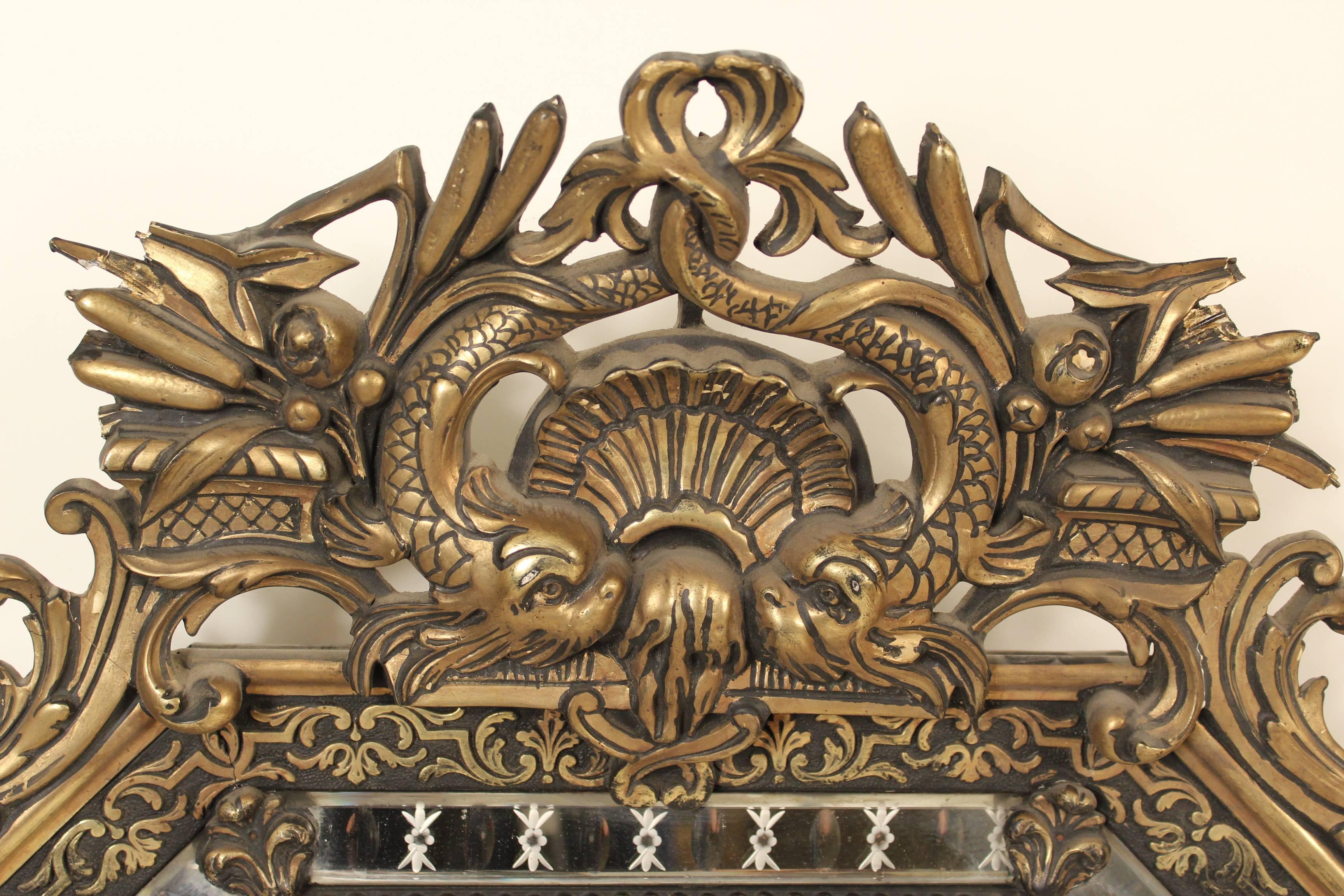 Gold Leaf Napoleon III Style Giltwood Mirror