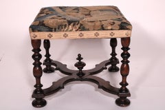 Antique William and Mary Style Bench with Tapestry Seat