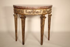 Antique Louis XVI Silver Leaf and Painted Marble Top Console Table