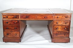 Antique William IV Mahogany Partners Desk with Tooled leather top