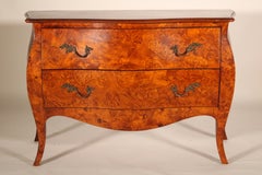 Italian Louis XV Style Bombe Burl Wood Chest of Drawers