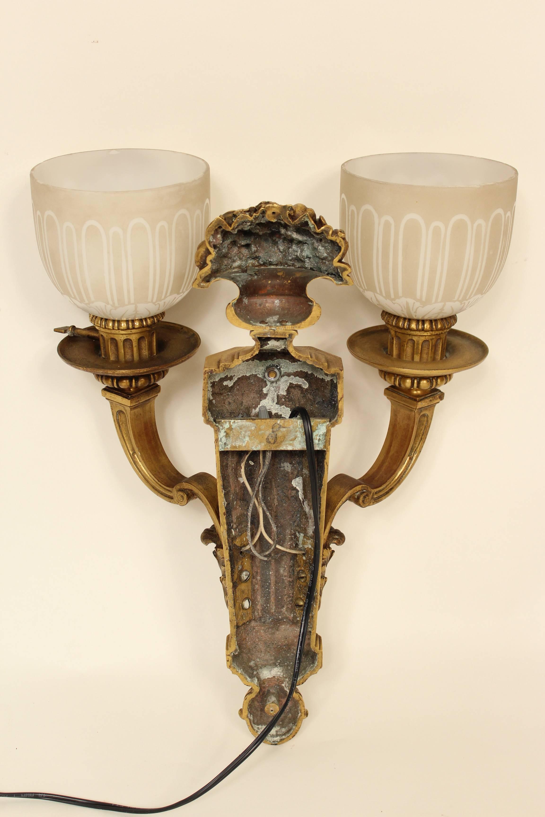 Pair of Louis XIV Style Gilt Bronze Wall Sconces 5