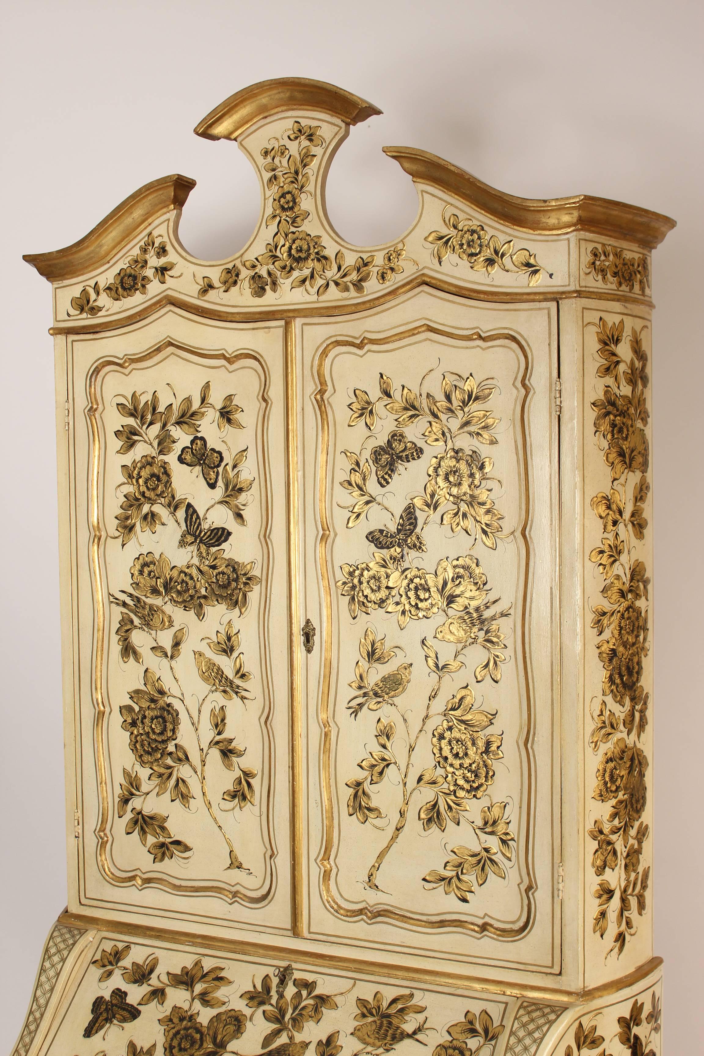 Louis XV Venetian Painted and Gilt Decorated Secretary