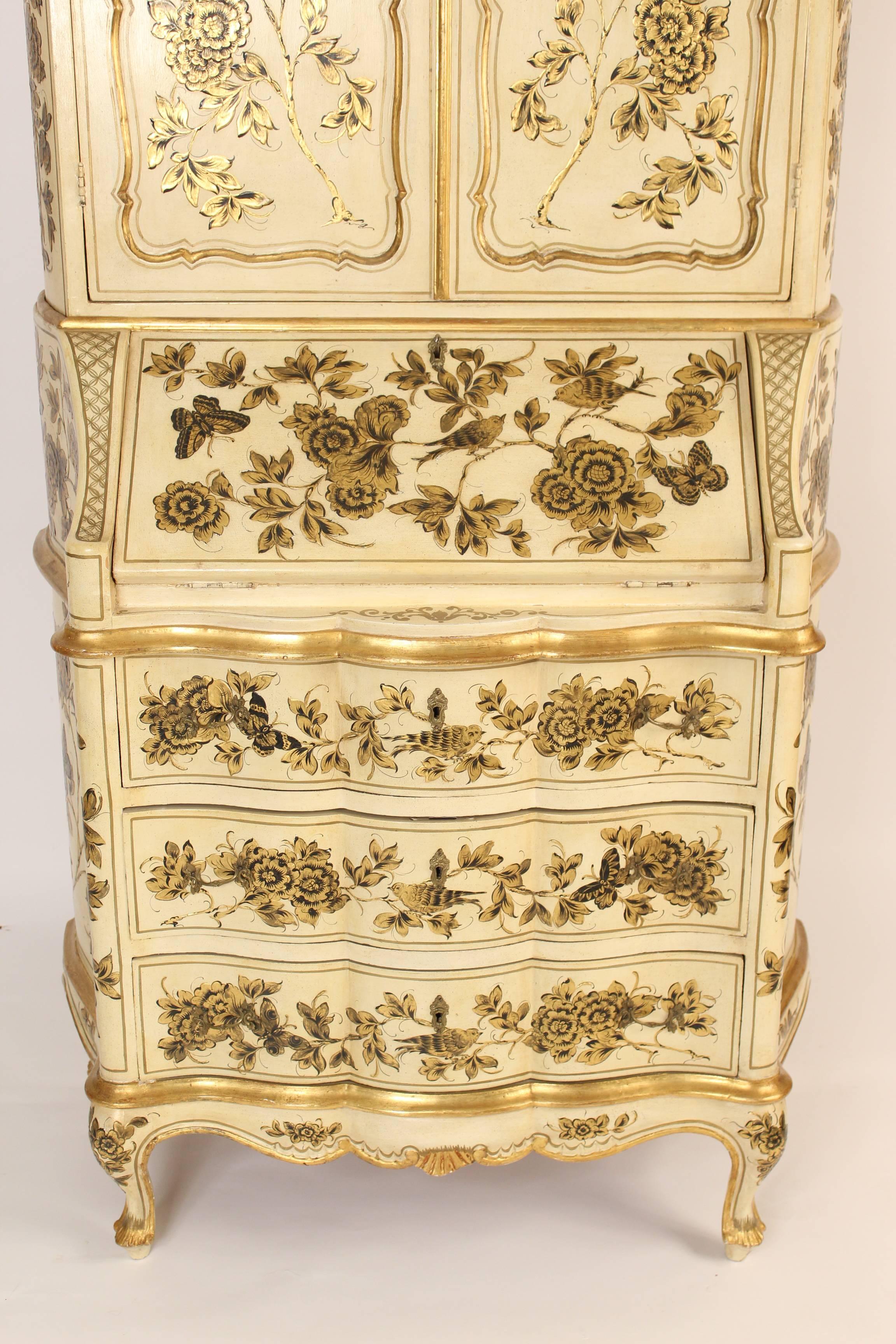 Italian Venetian Painted and Gilt Decorated Secretary