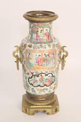 Pair of Gilt Bronze Mounted Famille Rose Vases