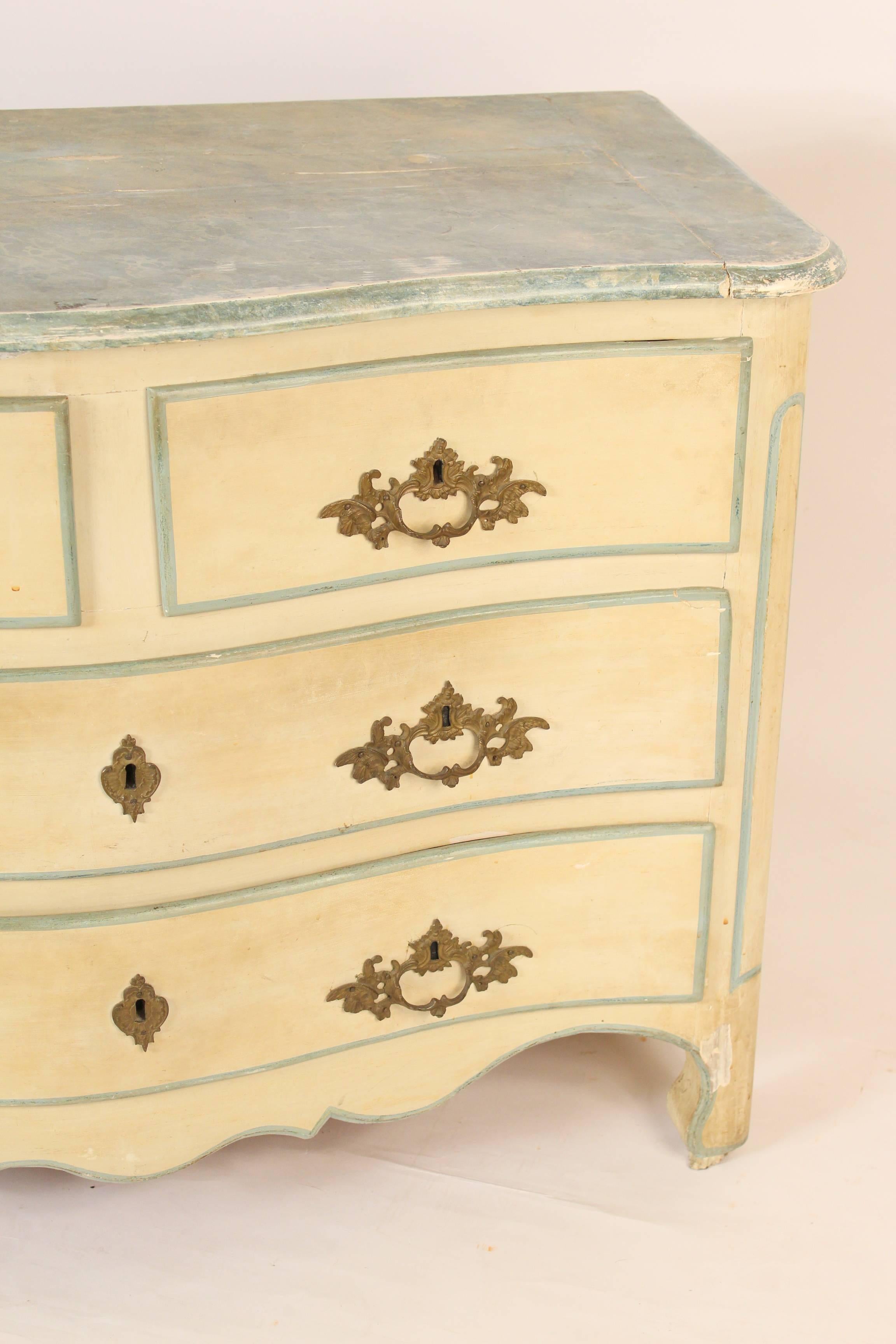 Antique Louis XV style painted Provincial commode, 19th century.