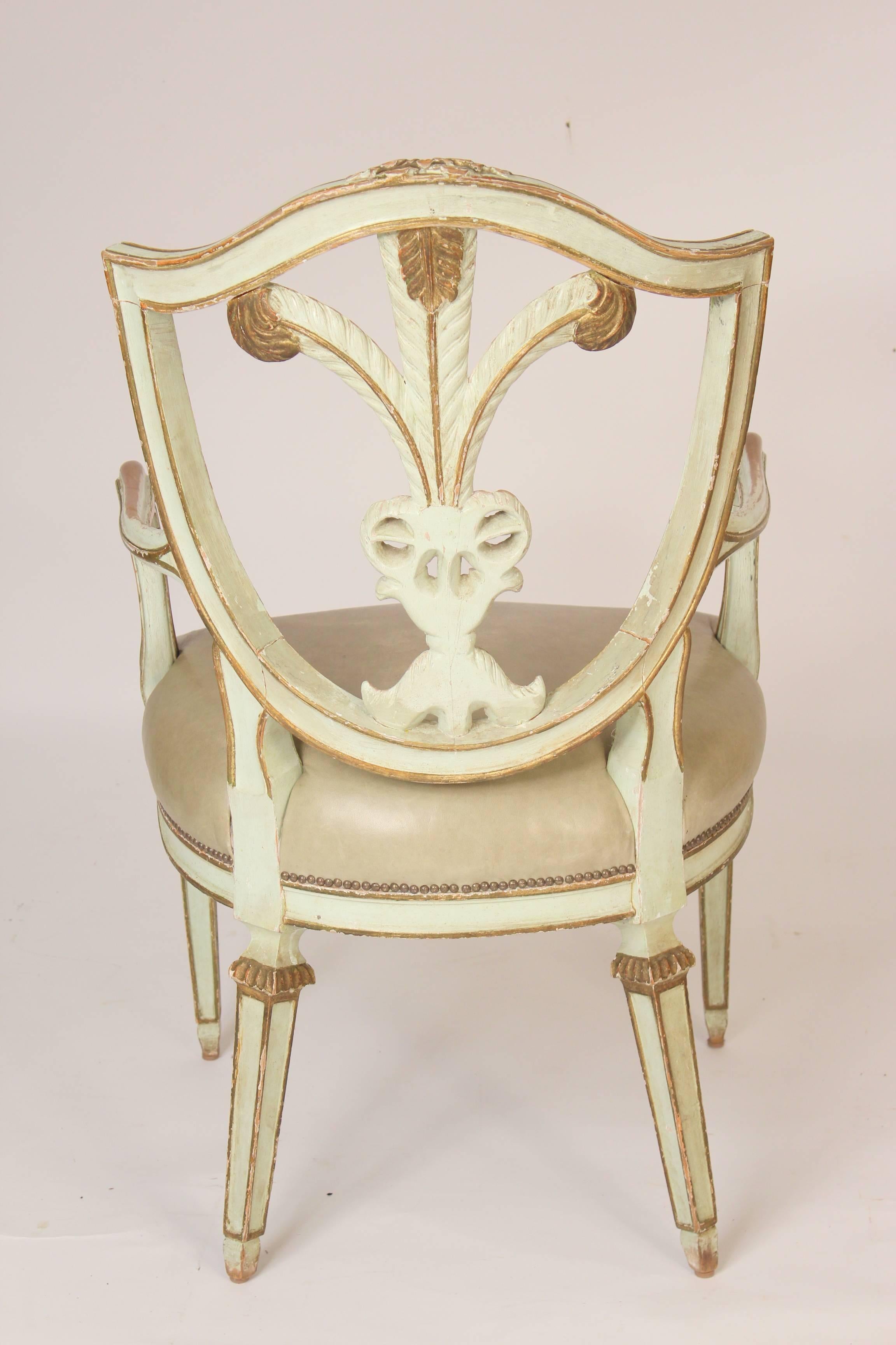 European Neoclassical Style Painted and Gilt Armchair