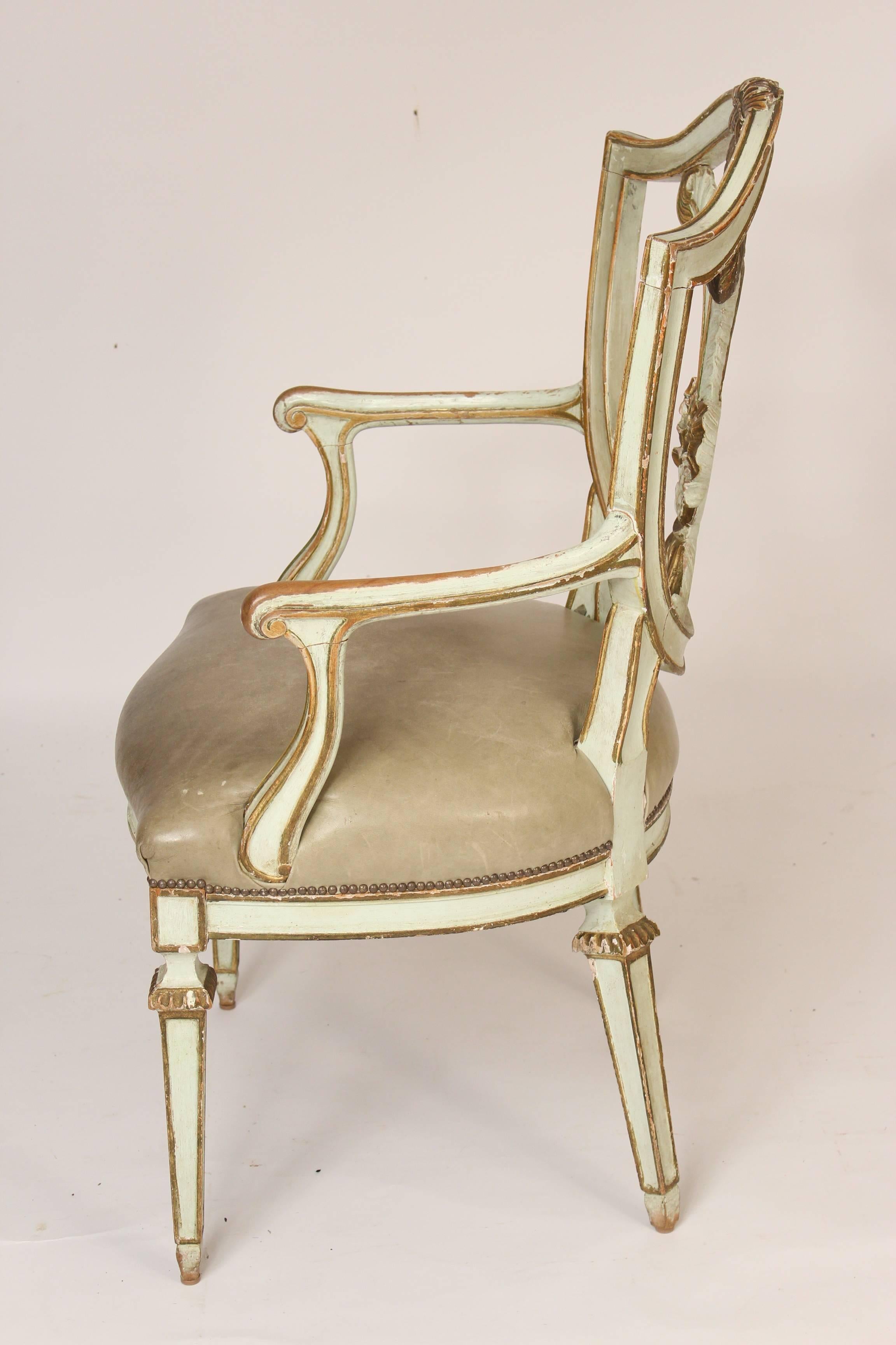 Neoclassical Style Painted and Gilt Armchair In Good Condition In Laguna Beach, CA