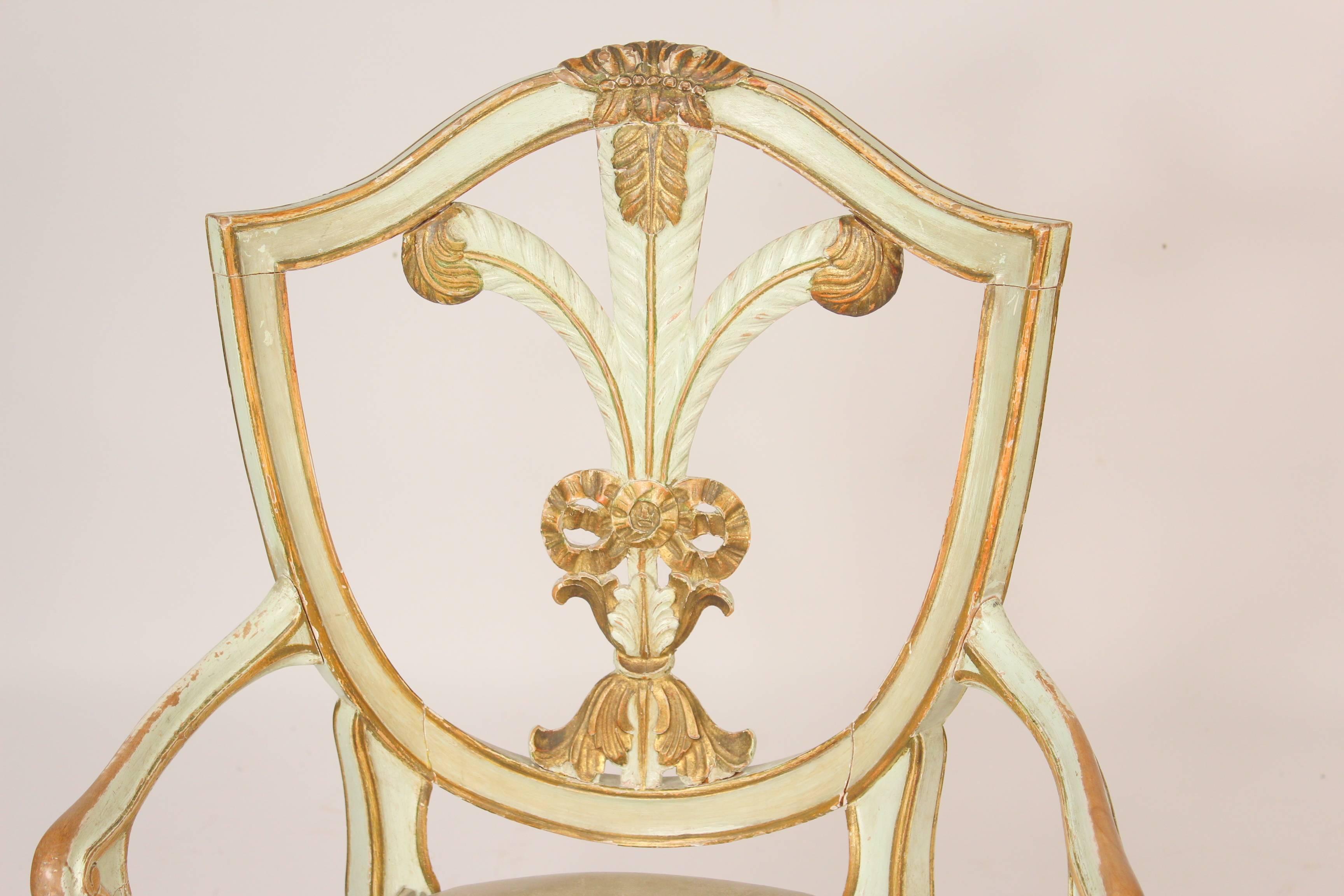 19th Century Neoclassical Style Painted and Gilt Armchair