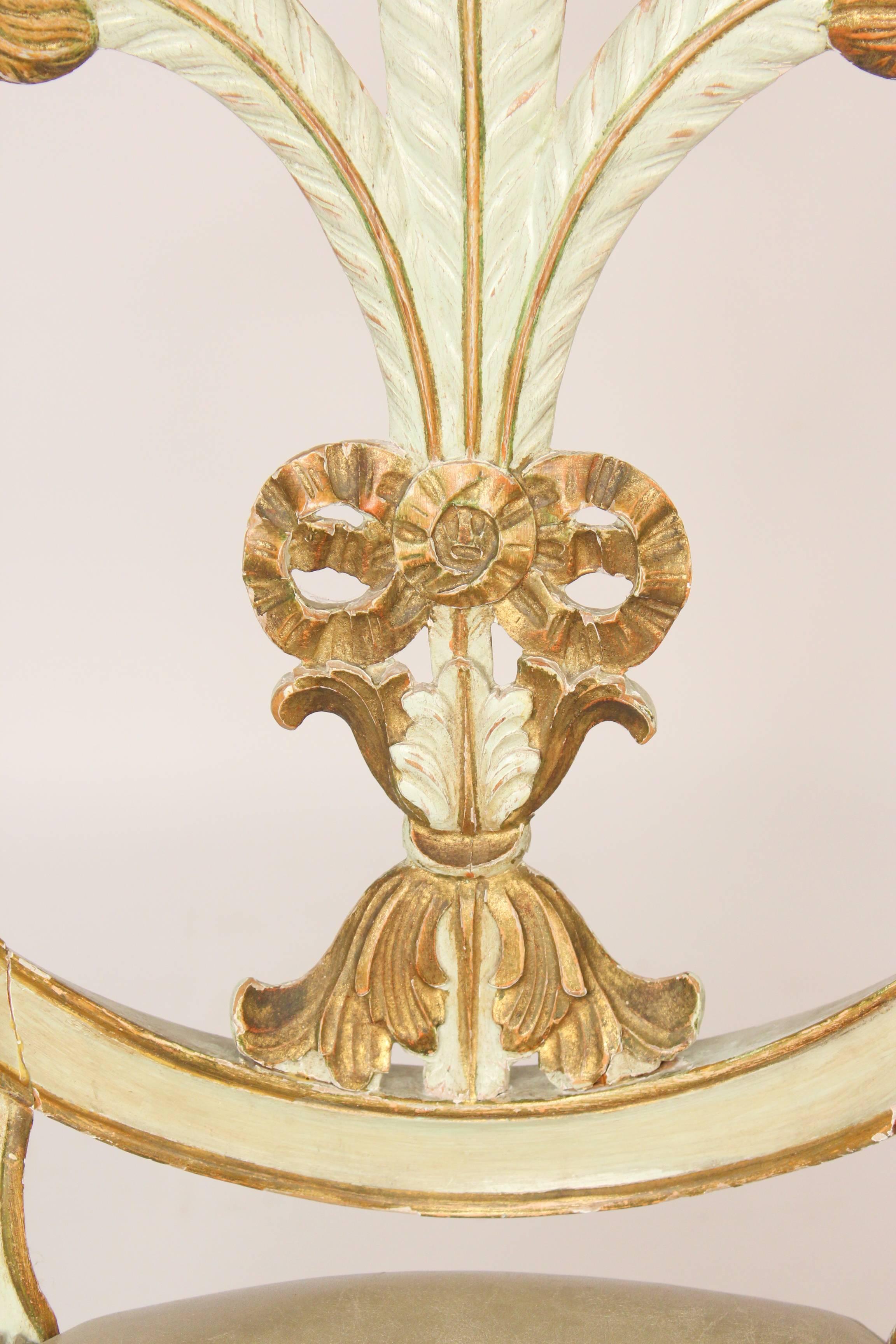 Neoclassical Style Painted and Gilt Armchair 1