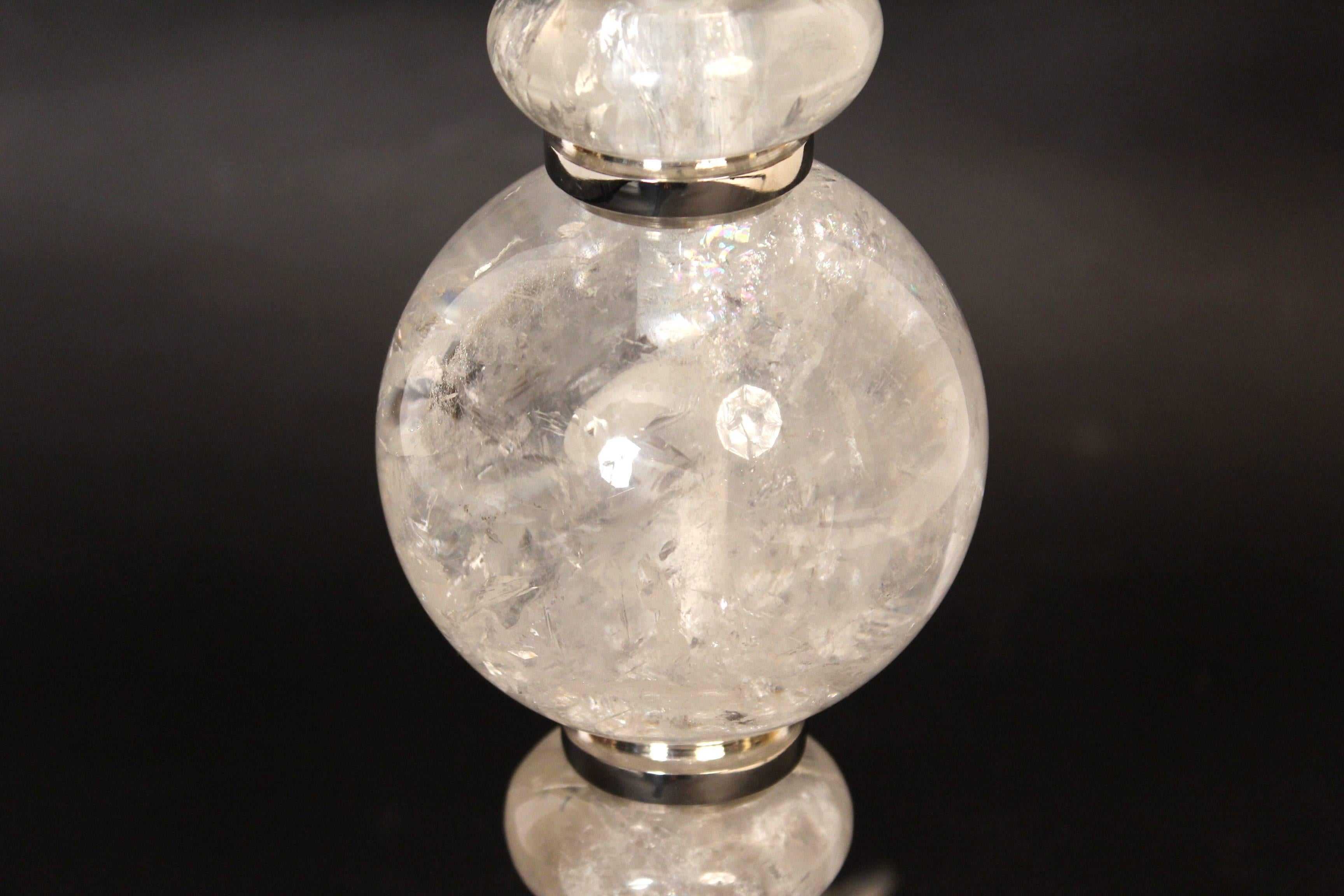 Mid-Century Modern Pair of Rock Crystal Lamps