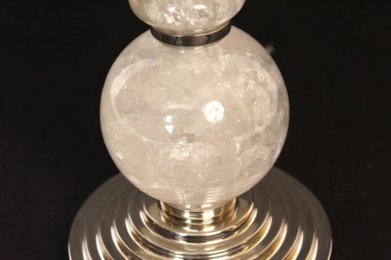 Contemporary Pair of Rock Crystal Lamps For Sale
