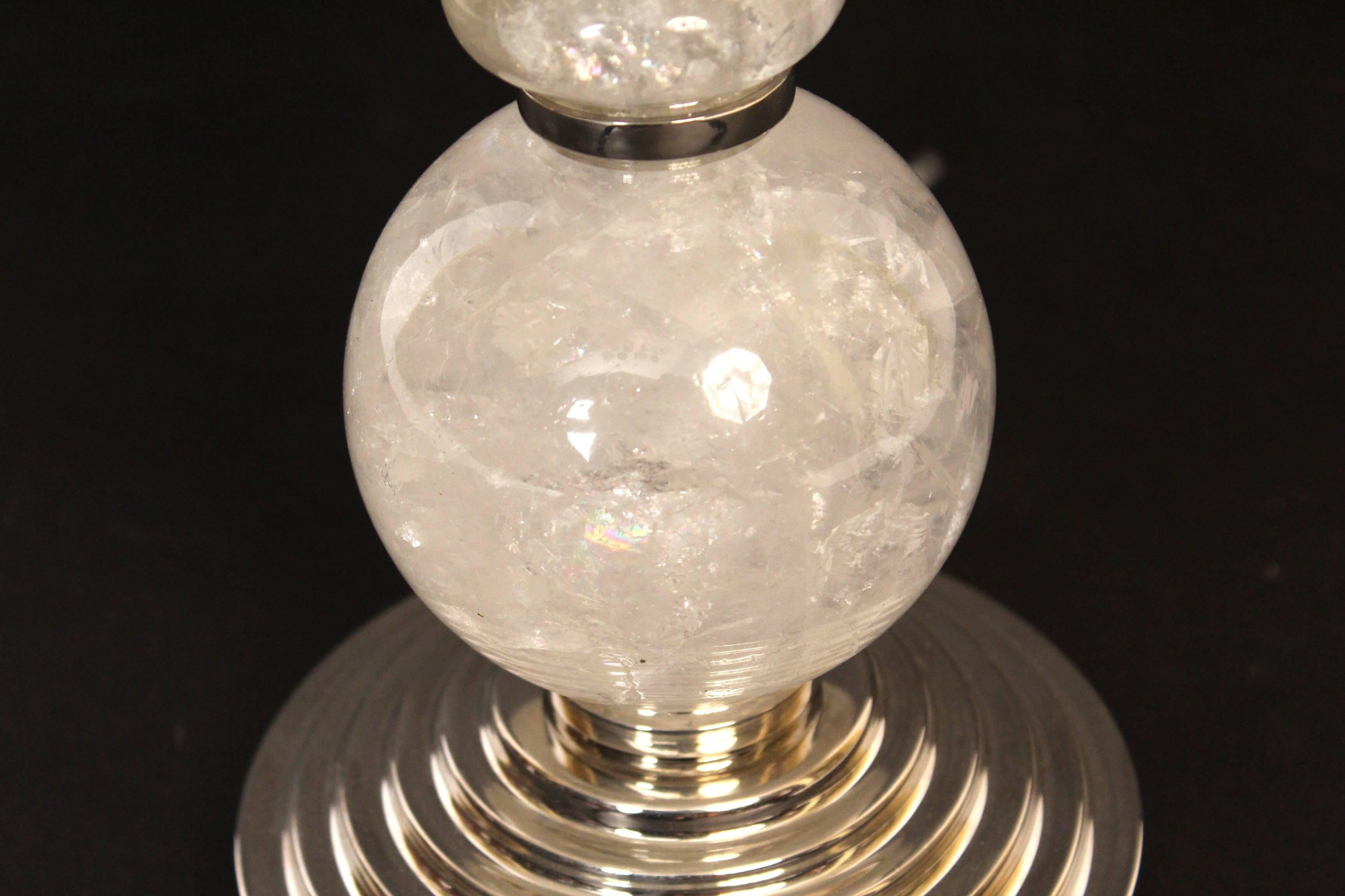 Contemporary Pair of Rock Crystal Lamps