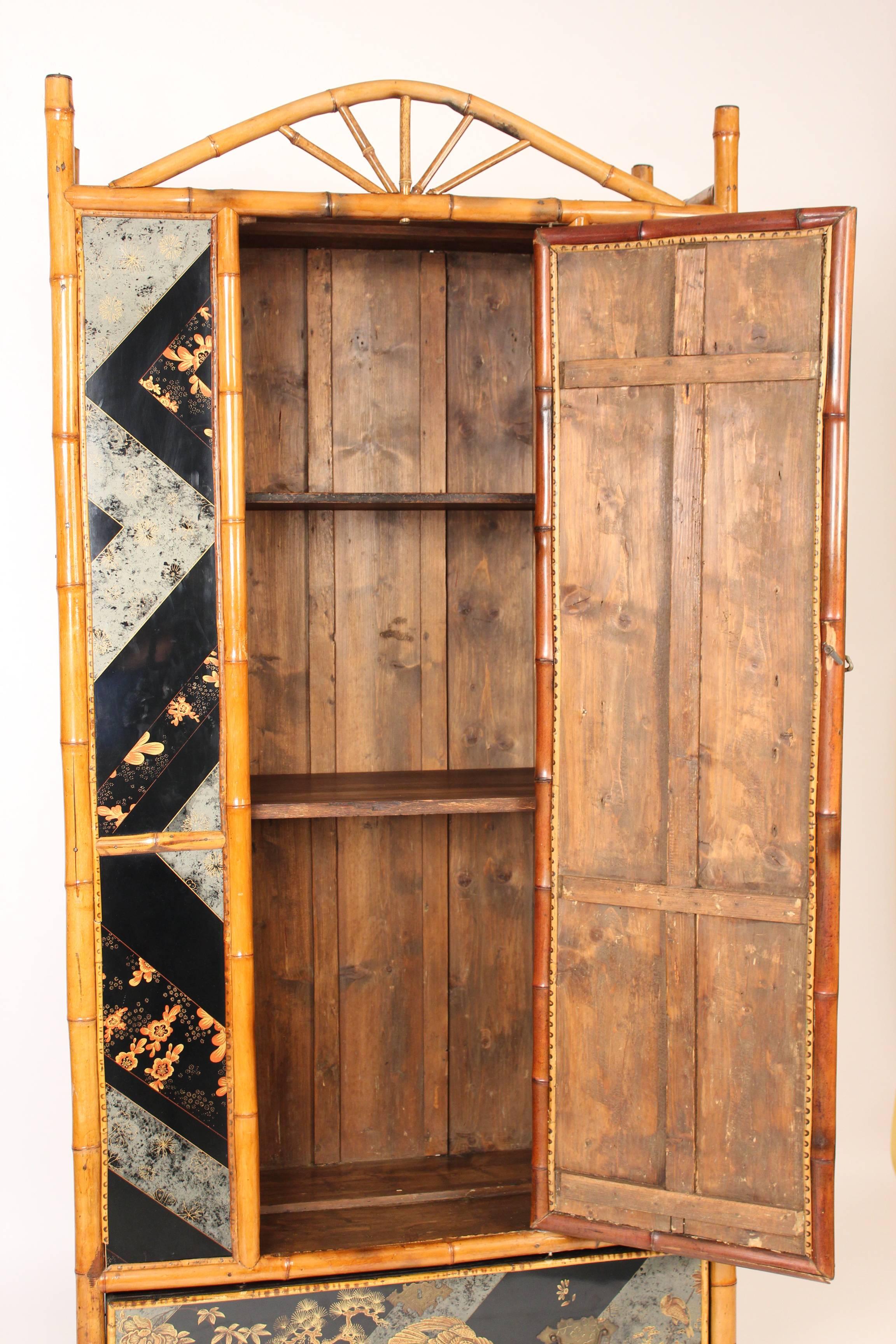 Bamboo and Chinoiserie Decorated Armoire 3
