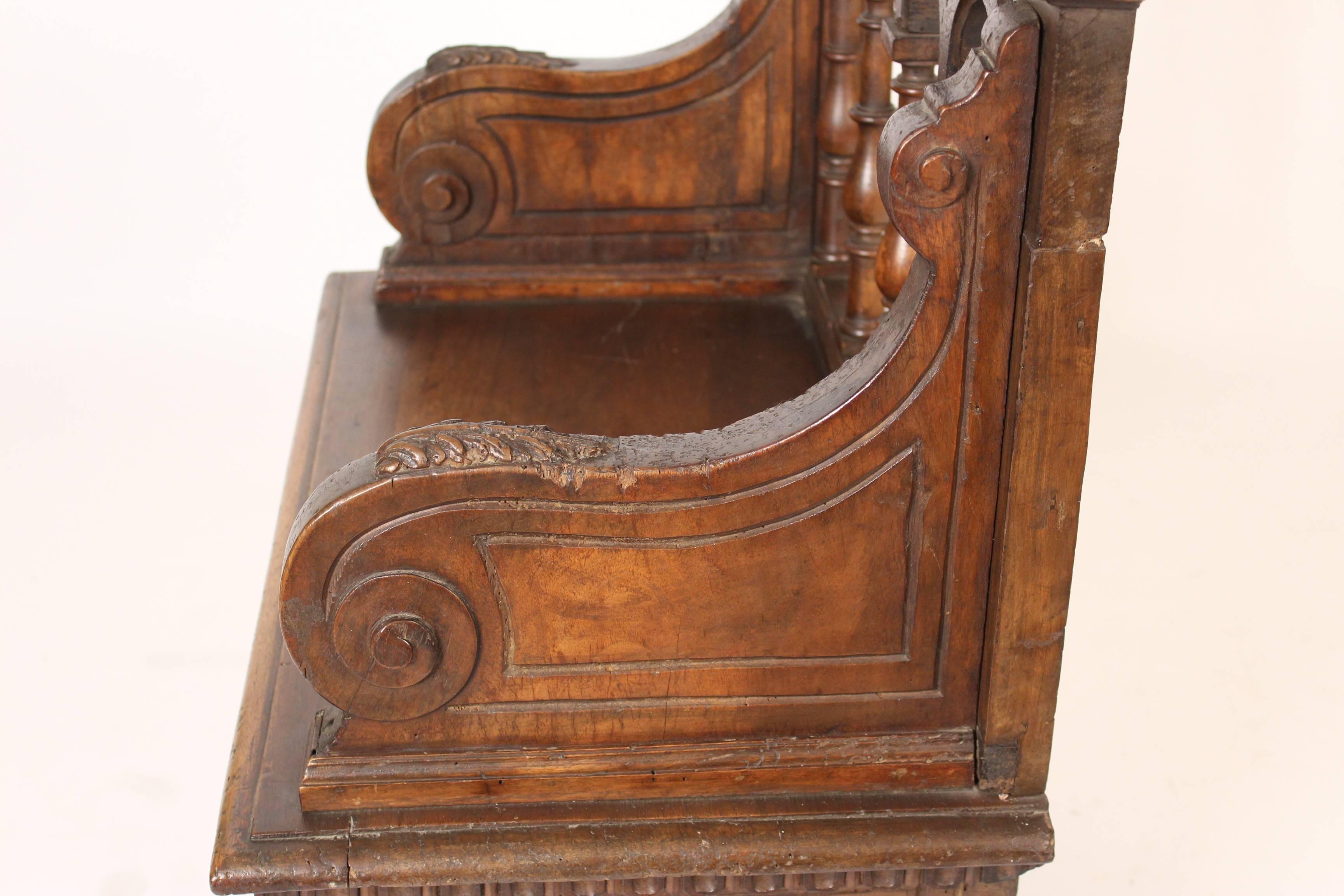 Baroque Style Walnut Bench 1