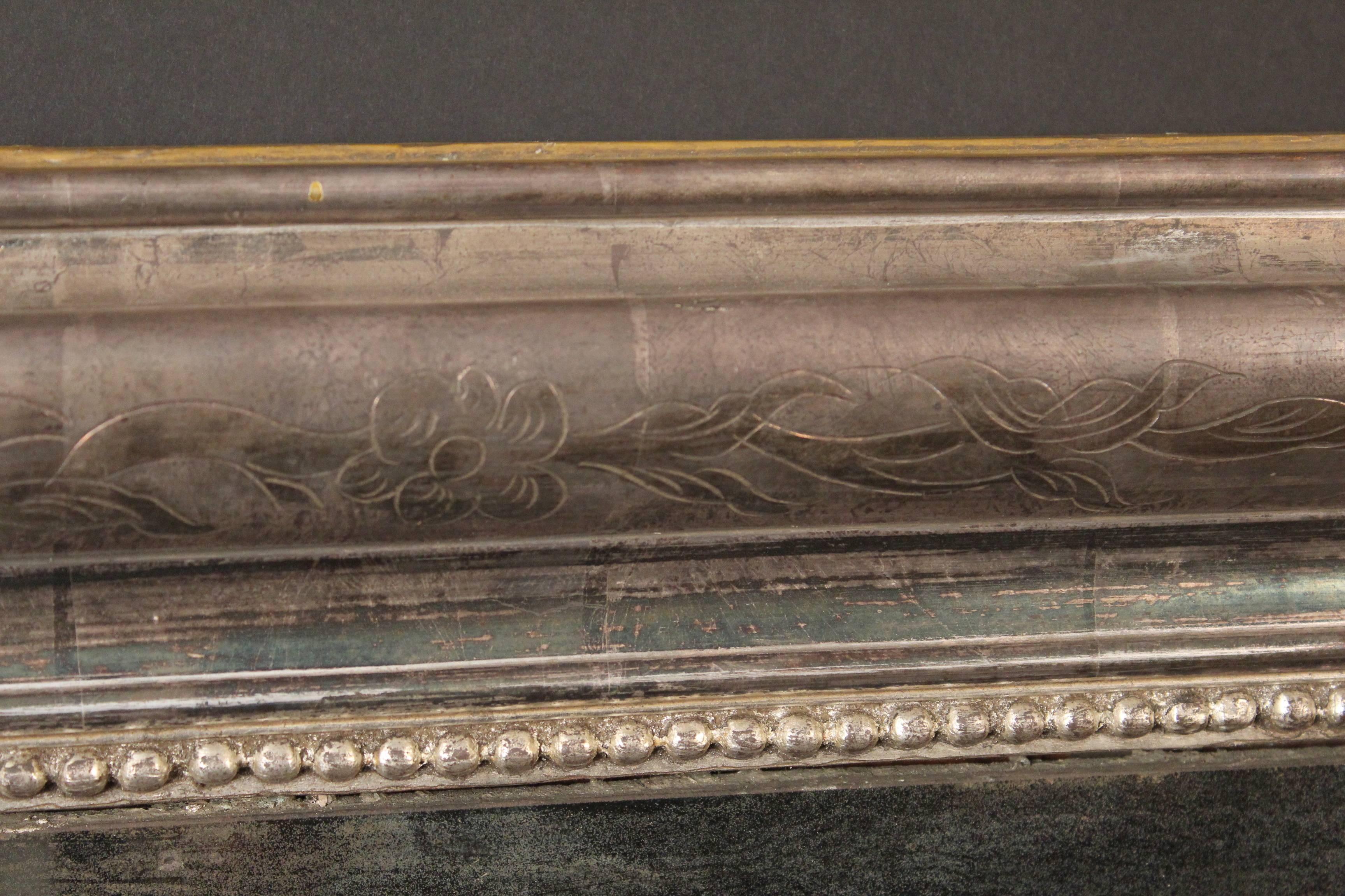 European Napoleon III Silver Leafed Mirror