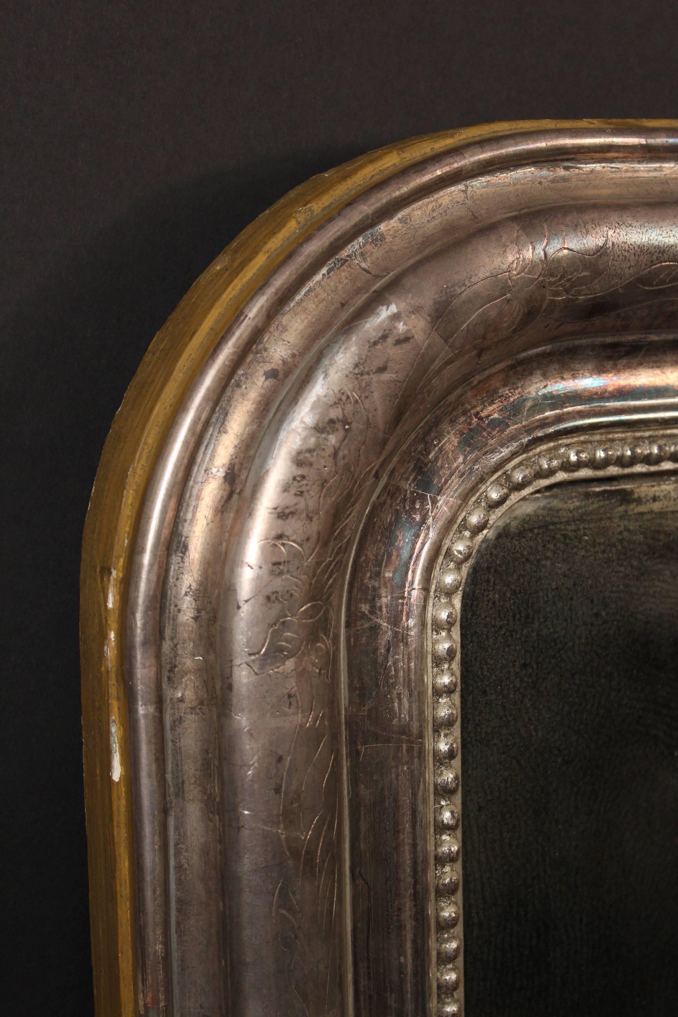Napoleon III Silver Leafed Mirror In Good Condition In Laguna Beach, CA