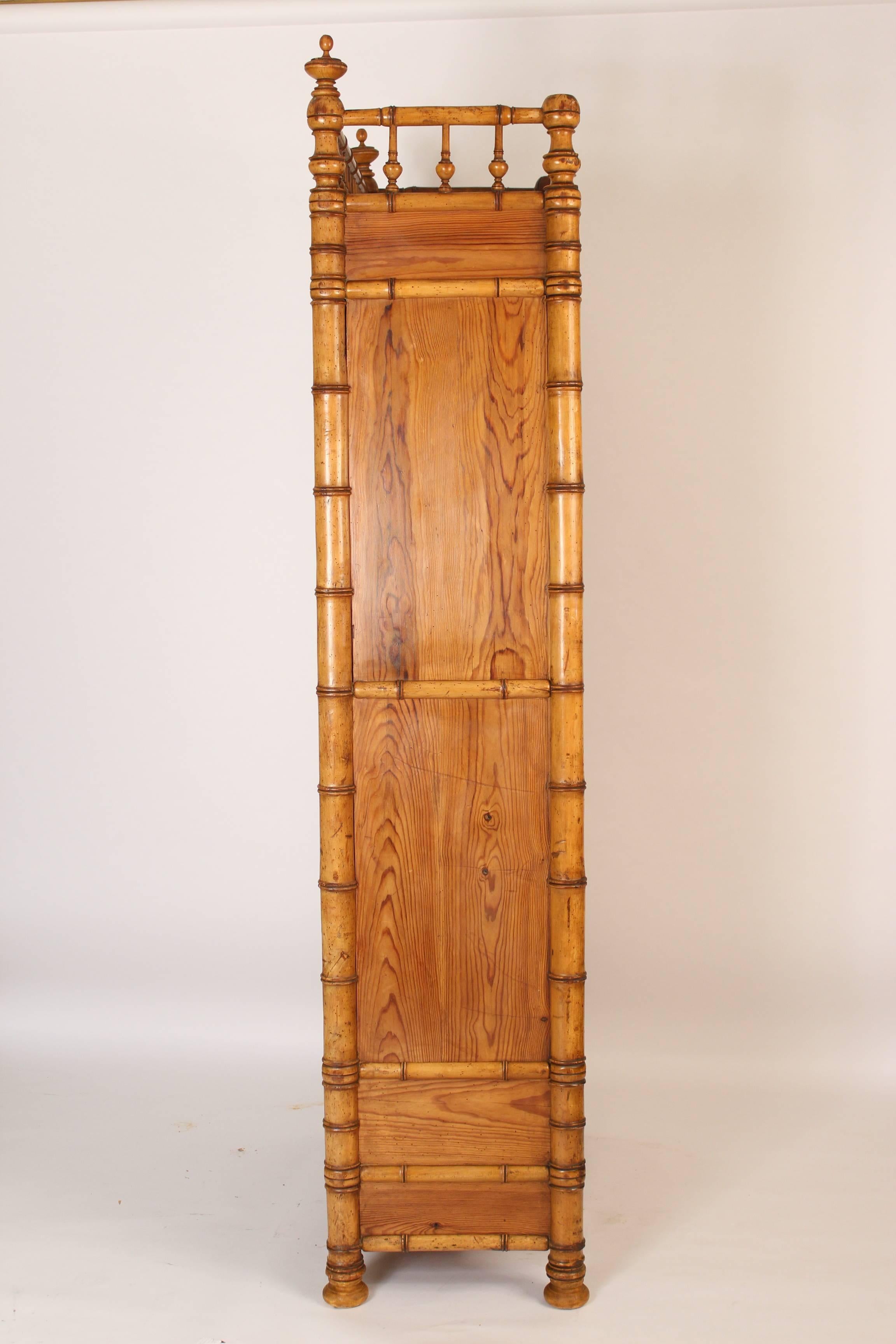 Faux bamboo and pine armoire, late 19th century.
