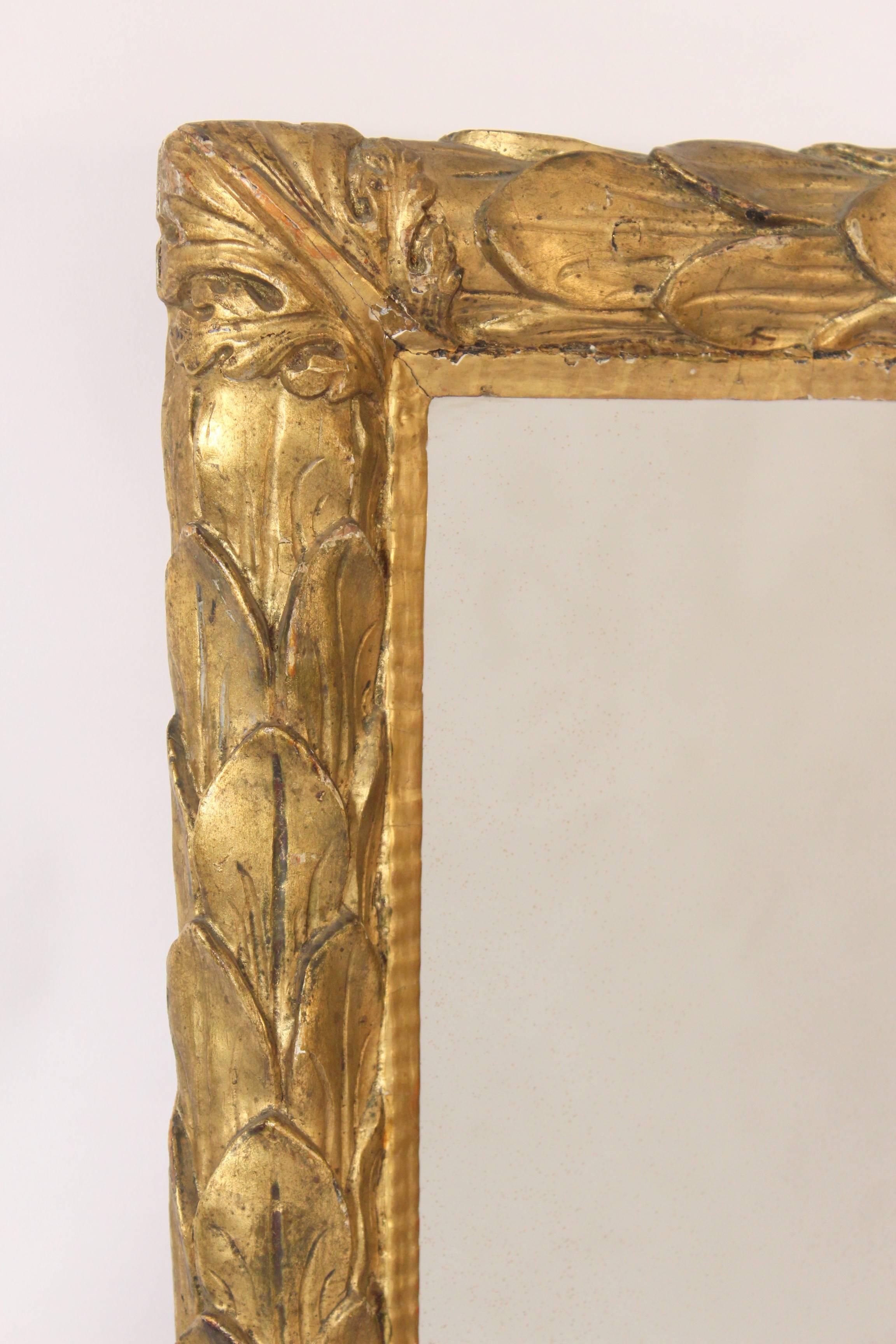 Antique Baroque Style Giltwood Mirror In Good Condition In Laguna Beach, CA