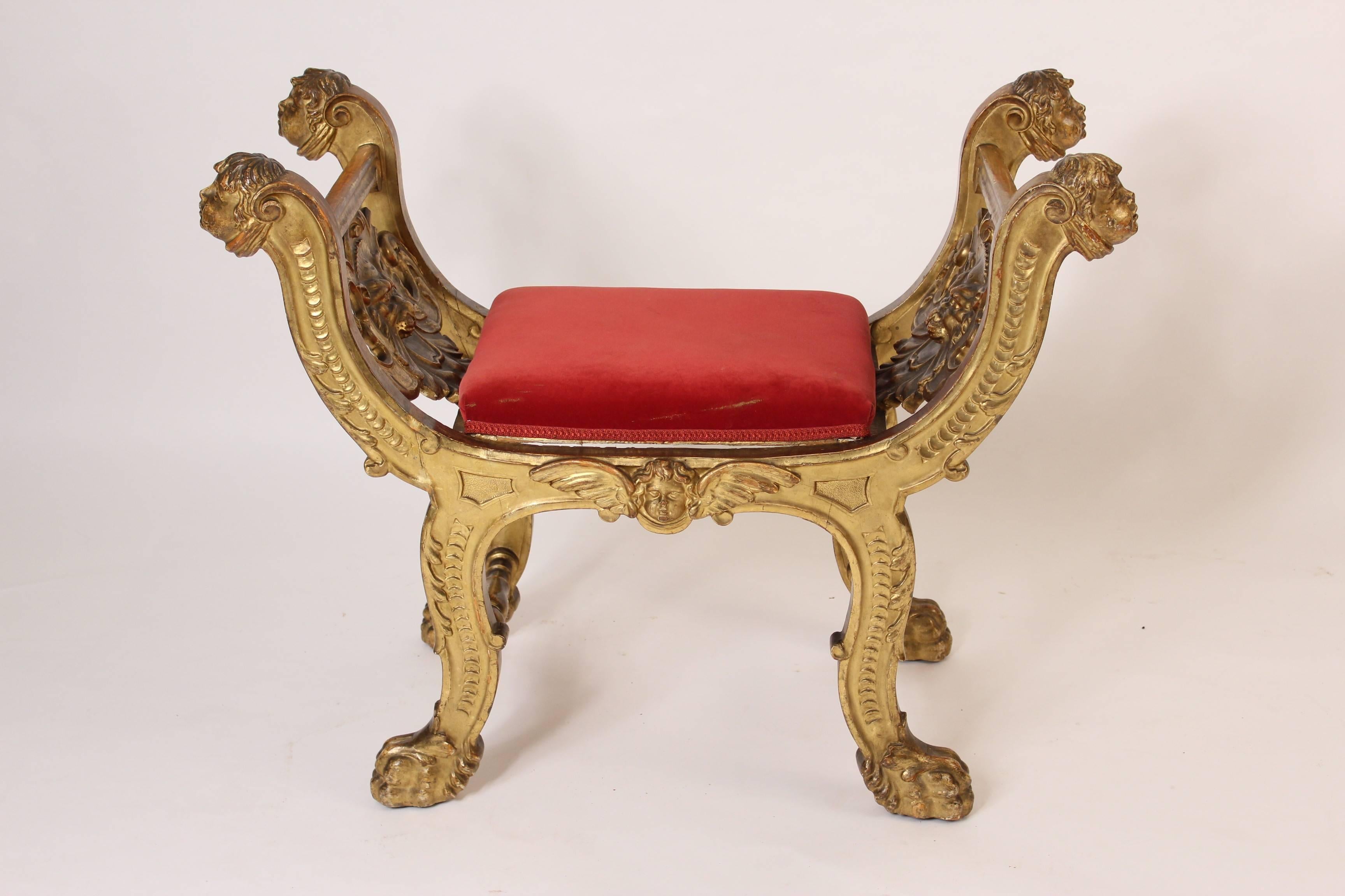 European Renaissance Style Giltwood Bench For Sale