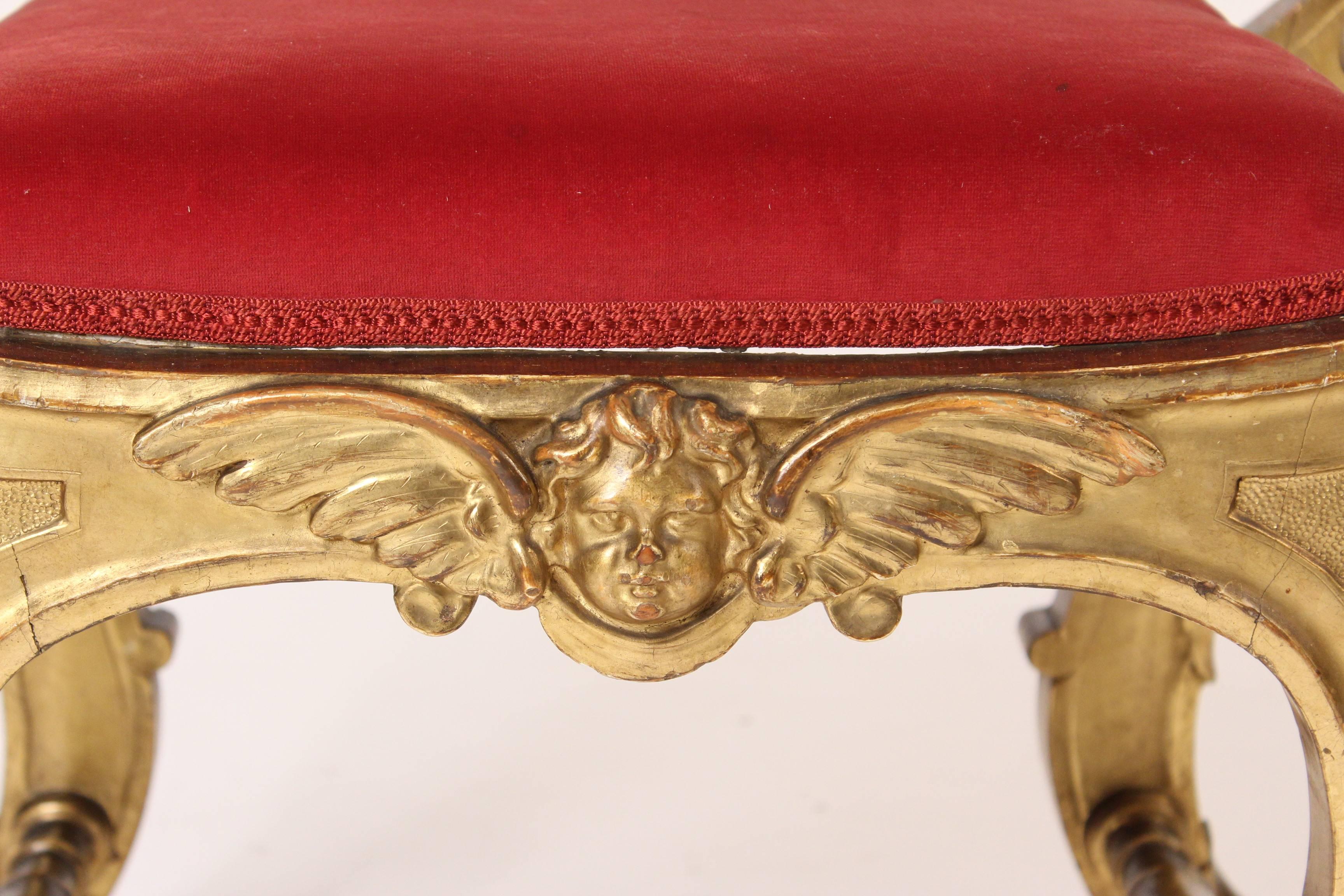 Gesso Renaissance Style Giltwood Bench For Sale